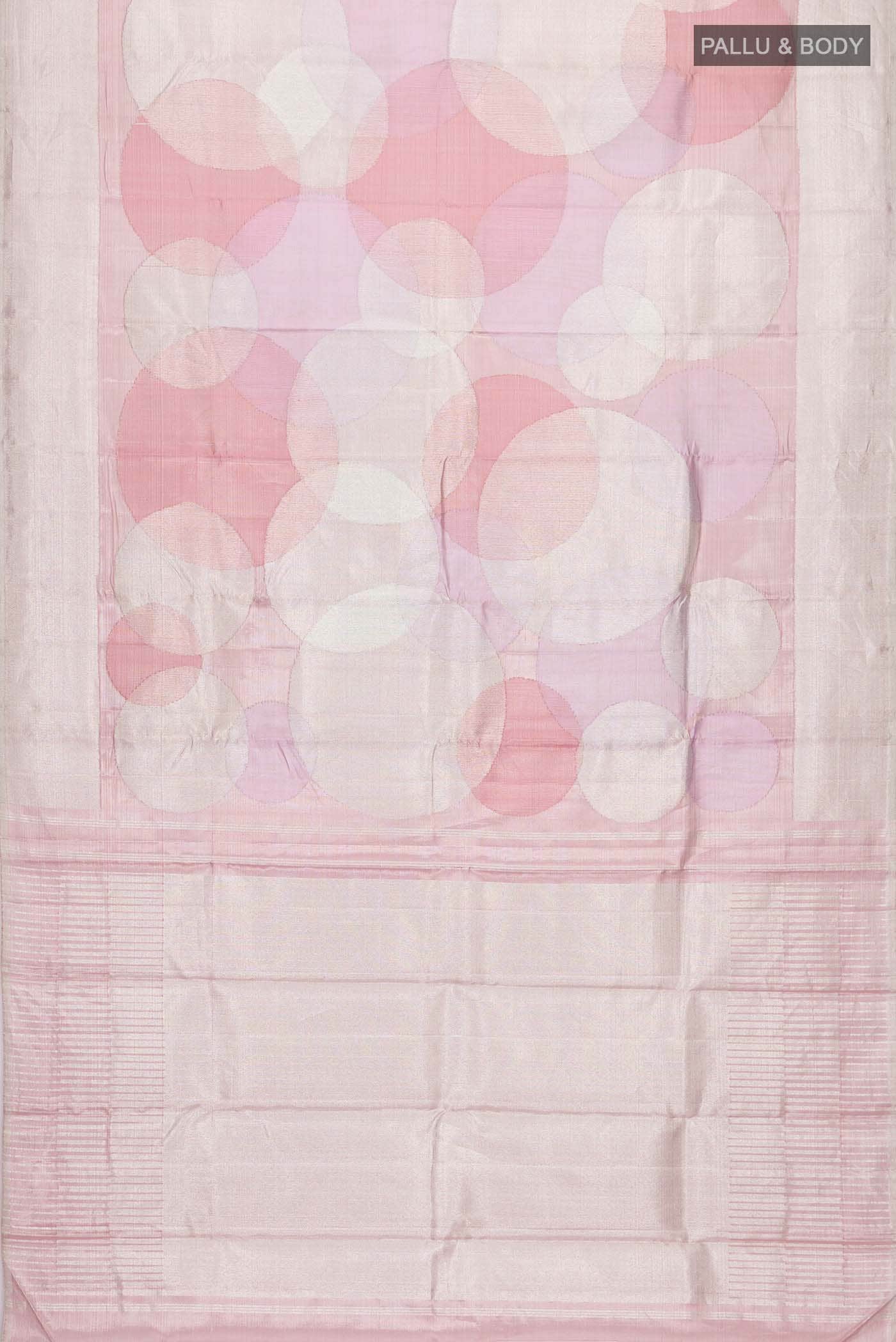 Rose Pink  with Silver Dual Tone Kanchipuram Tissue Silk Saree