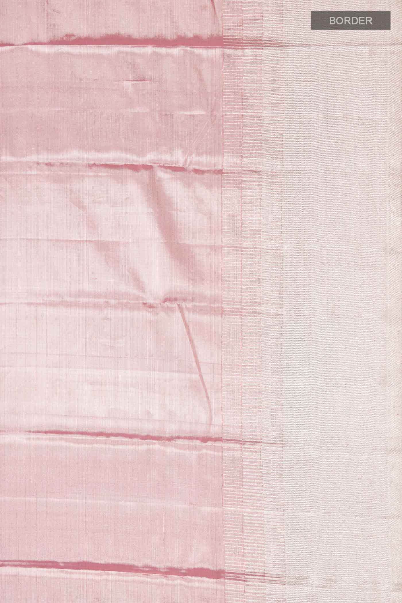 Pink with Silver Dual Tone Kanchipuram Tissue Silk Saree