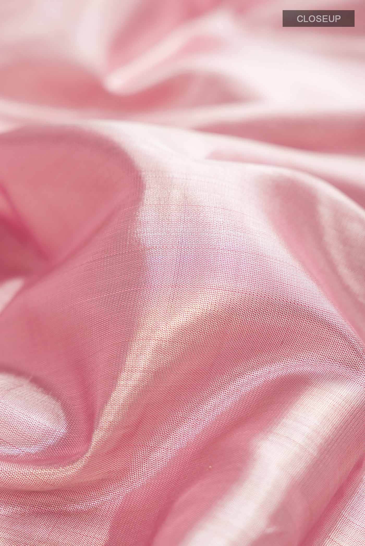 Pink with Silver Dual Tone Kanchipuram Tissue Silk Saree
