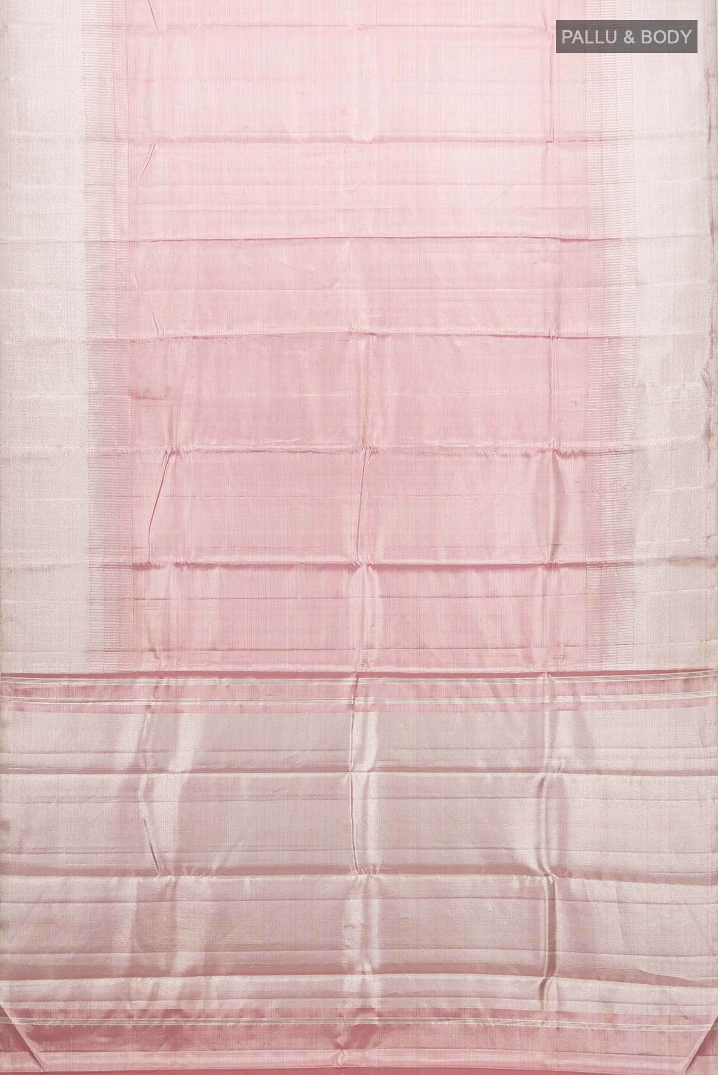 Pink with Silver Dual Tone Kanchipuram Tissue Silk Saree