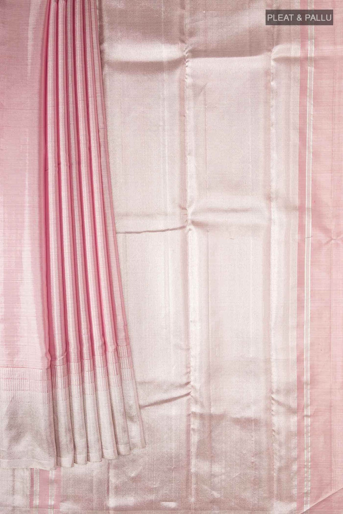 Pink with Silver Dual Tone Kanjivaram Tissue Silk Saree