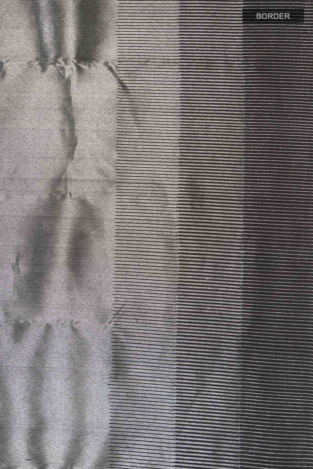 Black with Silver Dual Tone Kanchipuram Tissue Silk Saree