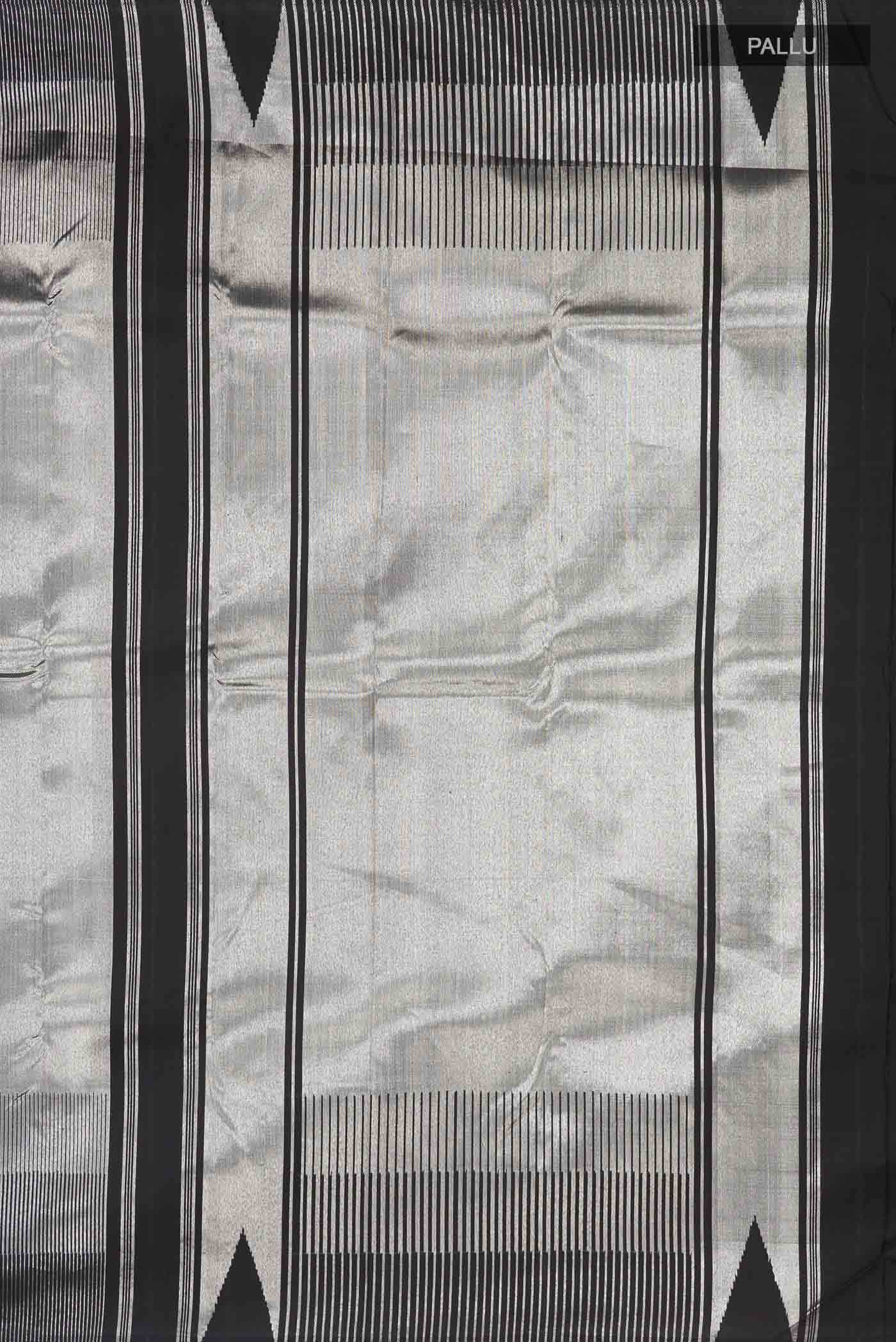 Black with Silver Dual Tone Kanchipuram Tissue Silk Saree