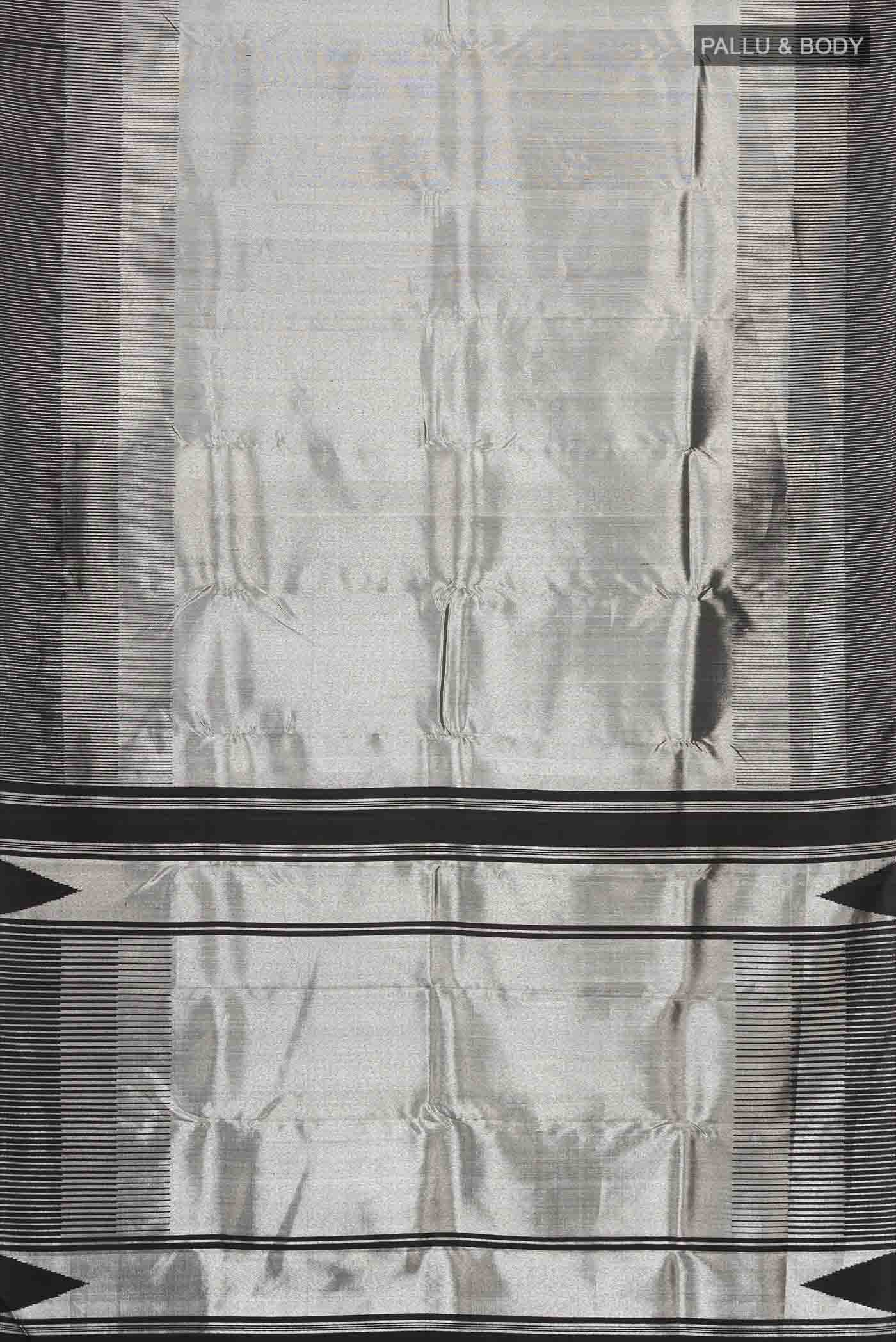 Black with Silver Dual Tone Kanchipuram Tissue Silk Saree
