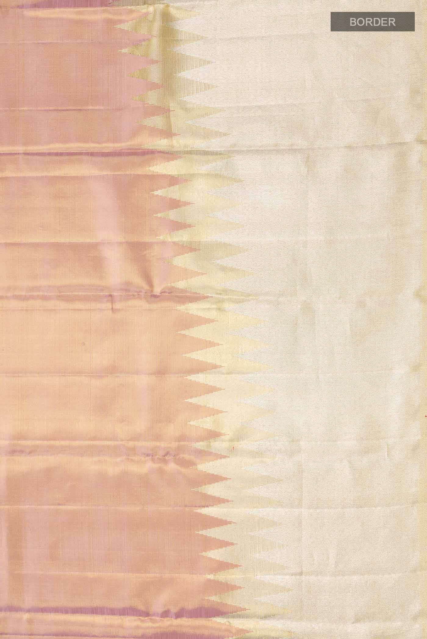 Gold with Rose Gold Dual Tone Kanchipuram Tissue Silk Saree