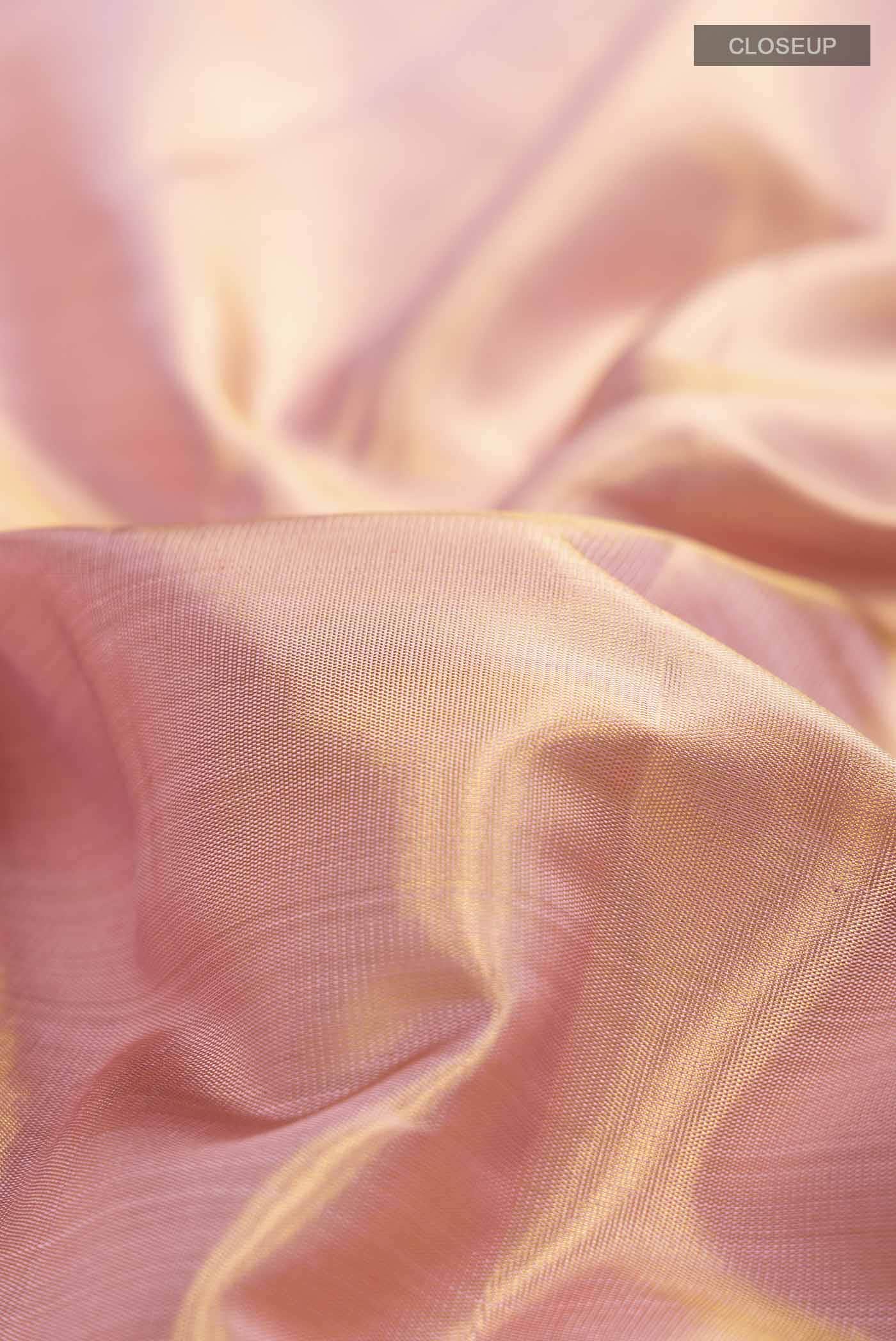 Gold with Rose Gold Dual Tone Kanchipuram Tissue Silk Saree