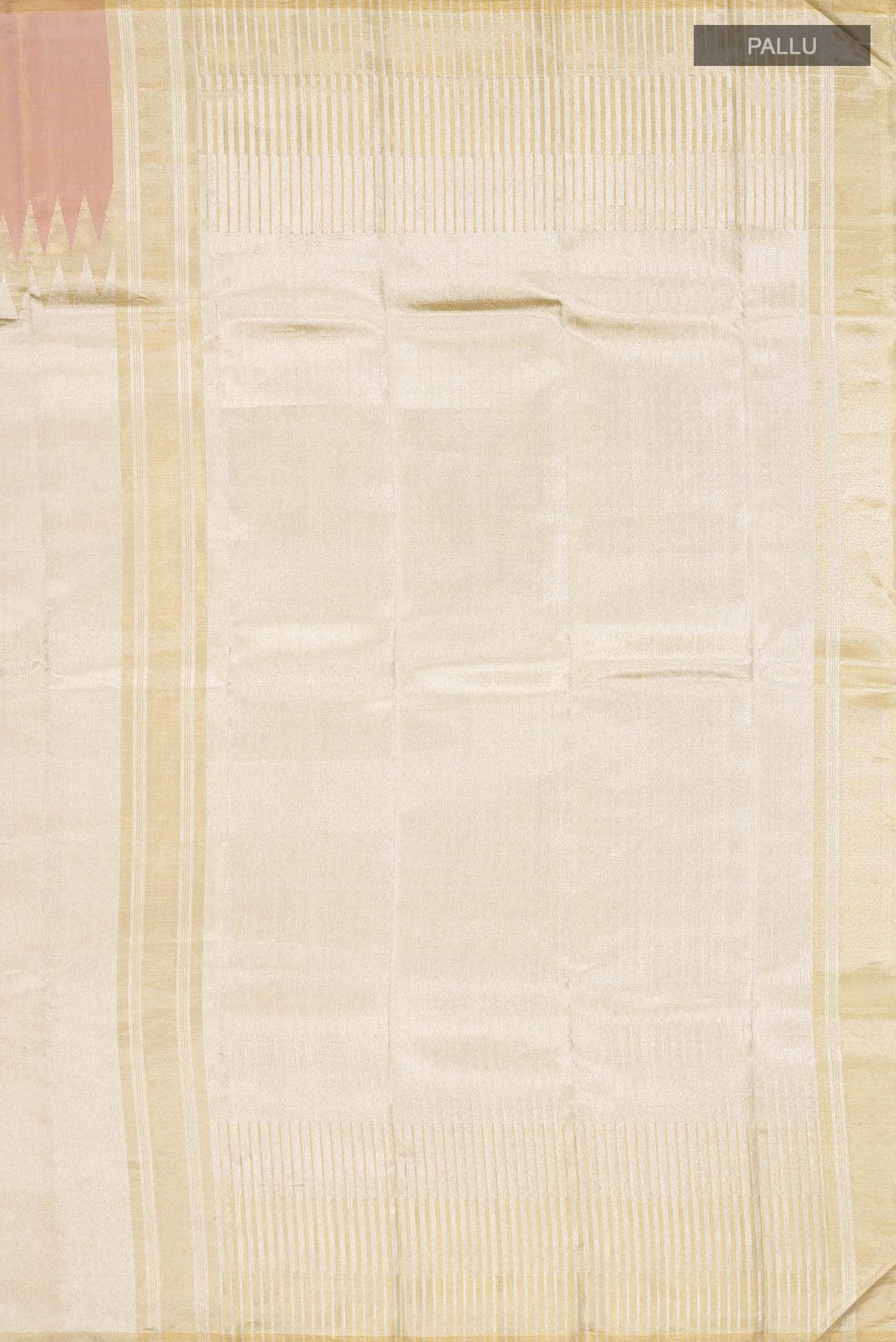 Gold with Rose Gold Dual Tone Kanchipuram Tissue Silk Saree