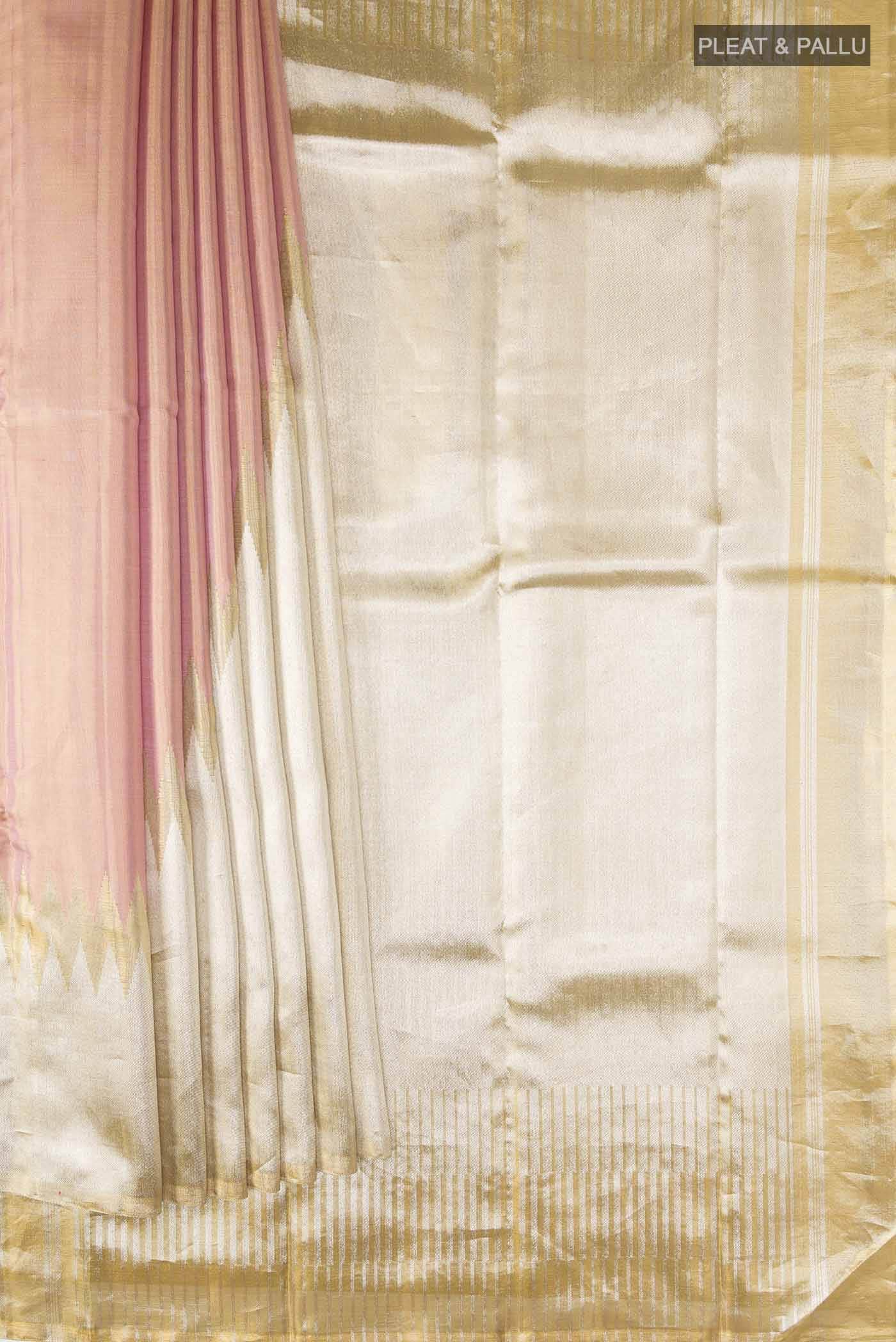 Gold with Rose Gold Dual Tone Kanchipuram Tissue Silk Saree