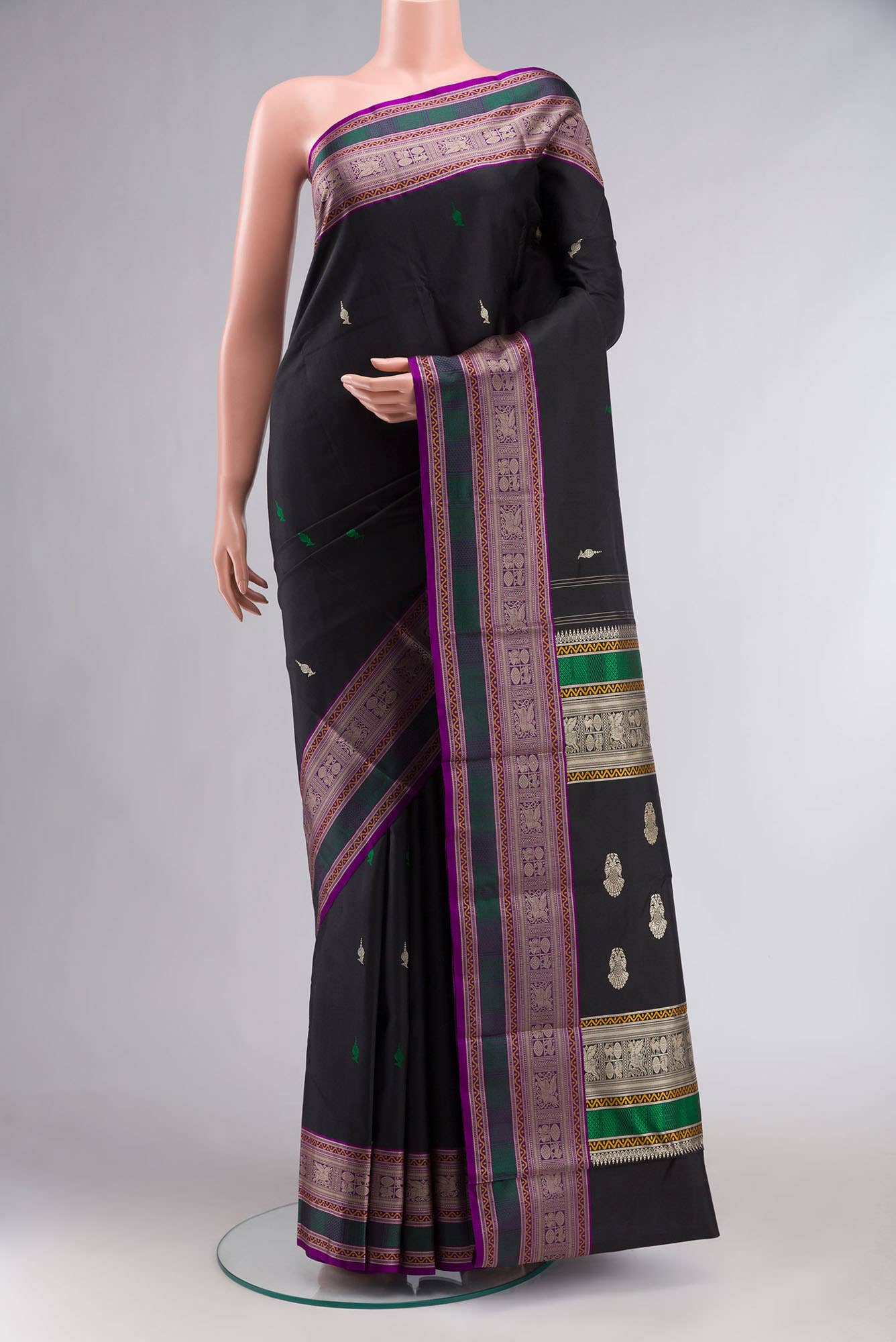 Black Kanchipuram Silk Saree