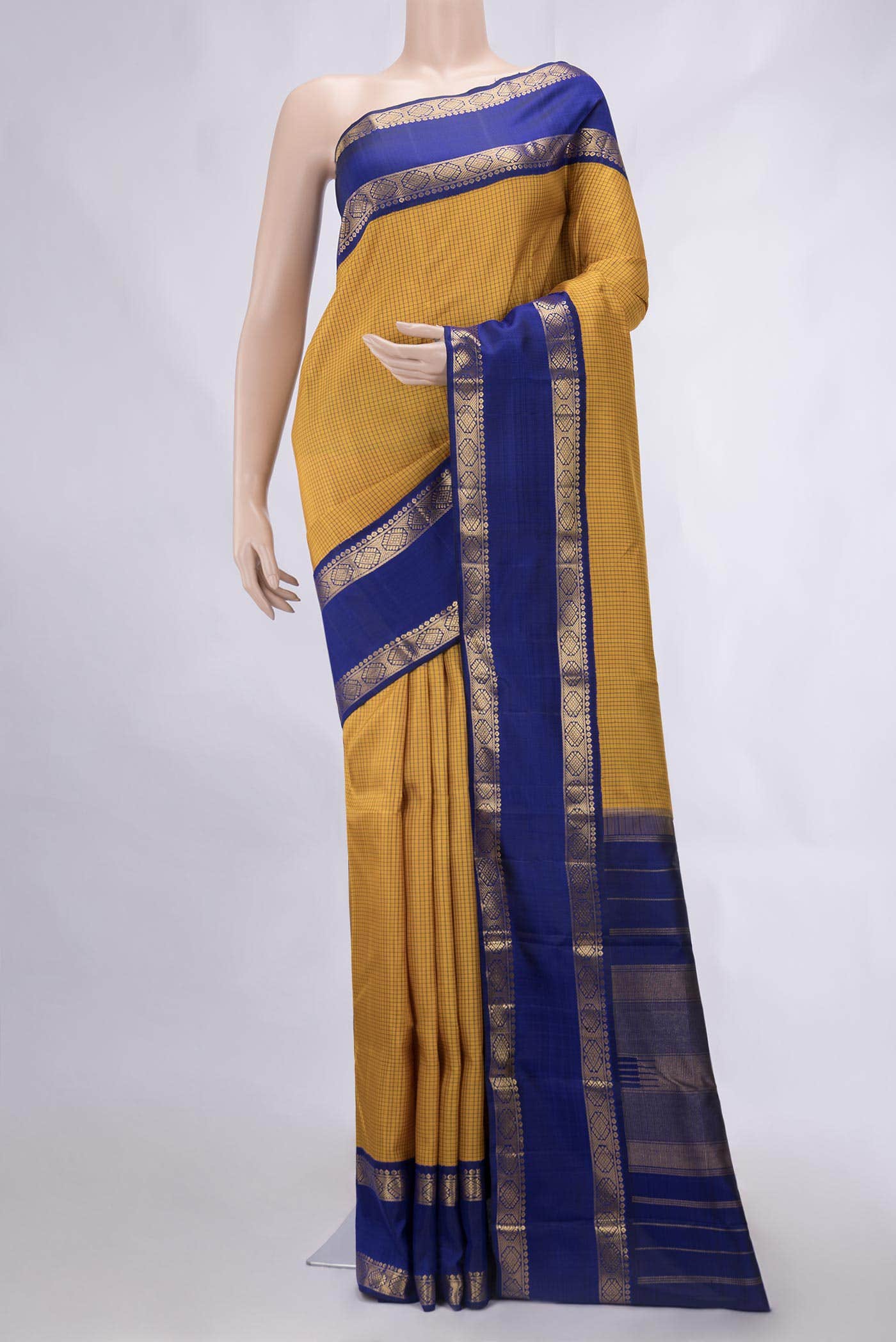 Mustard Kanchipuram Silk Saree