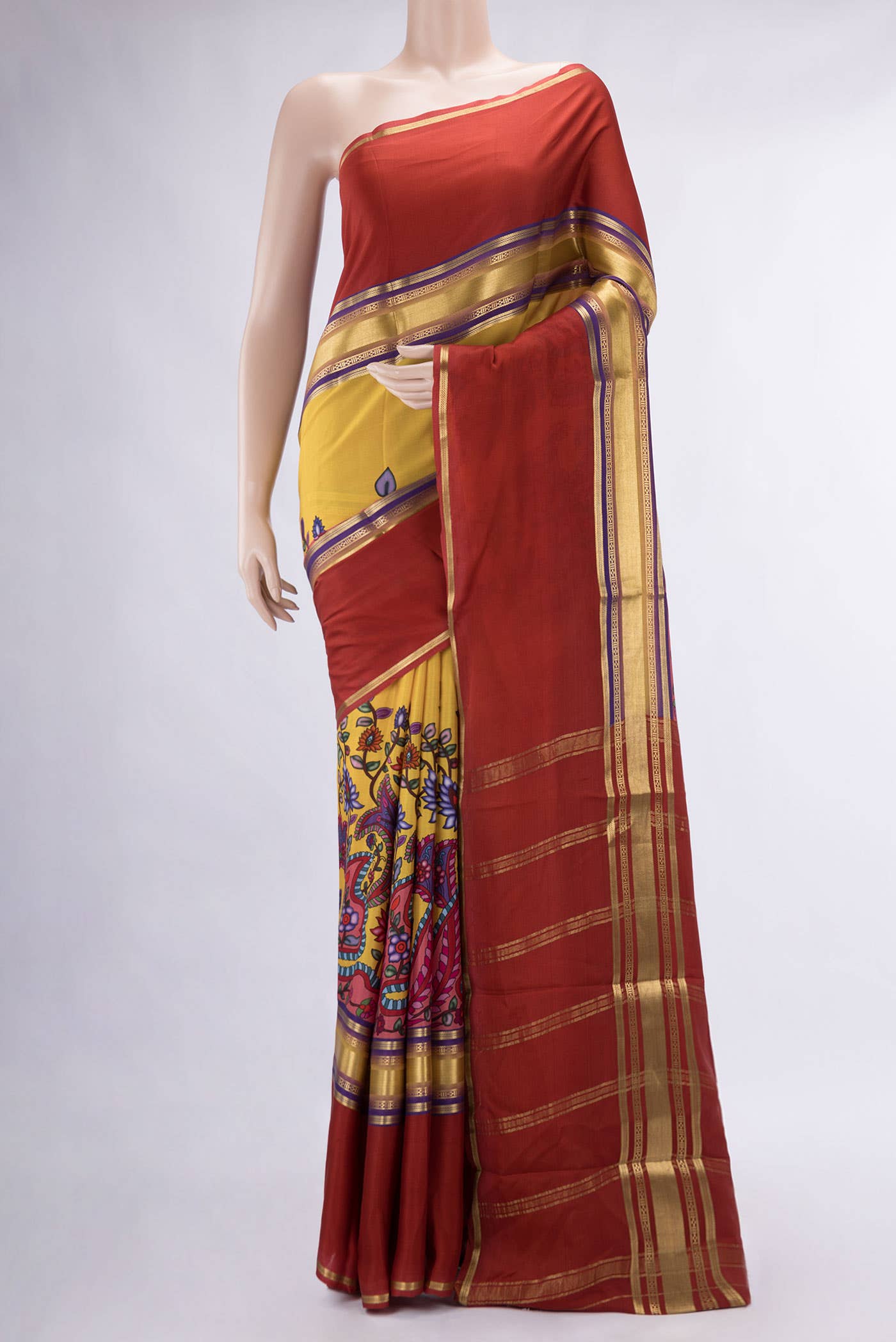 Mustard Mysore Crepe Saree