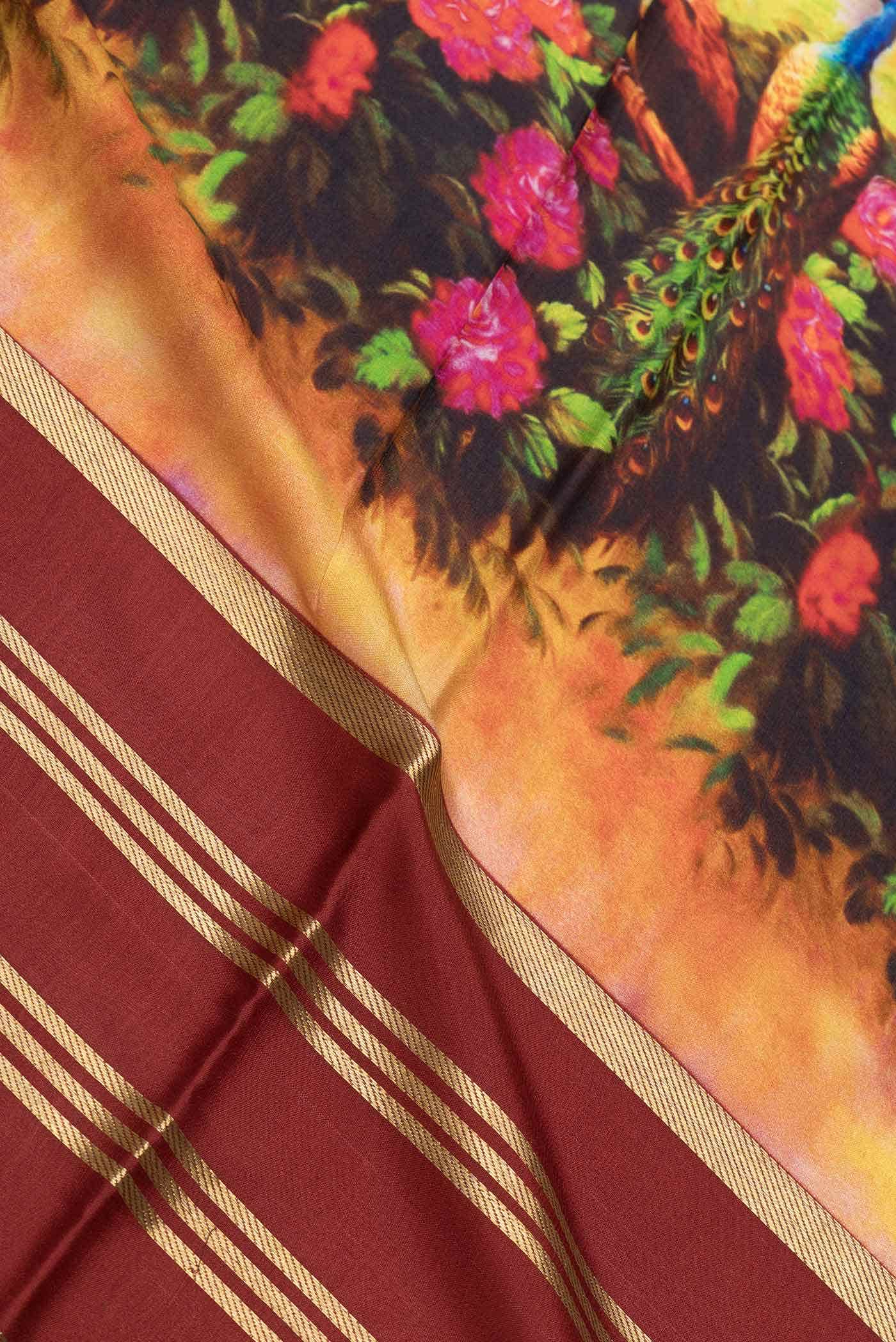 Maroon Dual Tone Mysore Crepe Saree