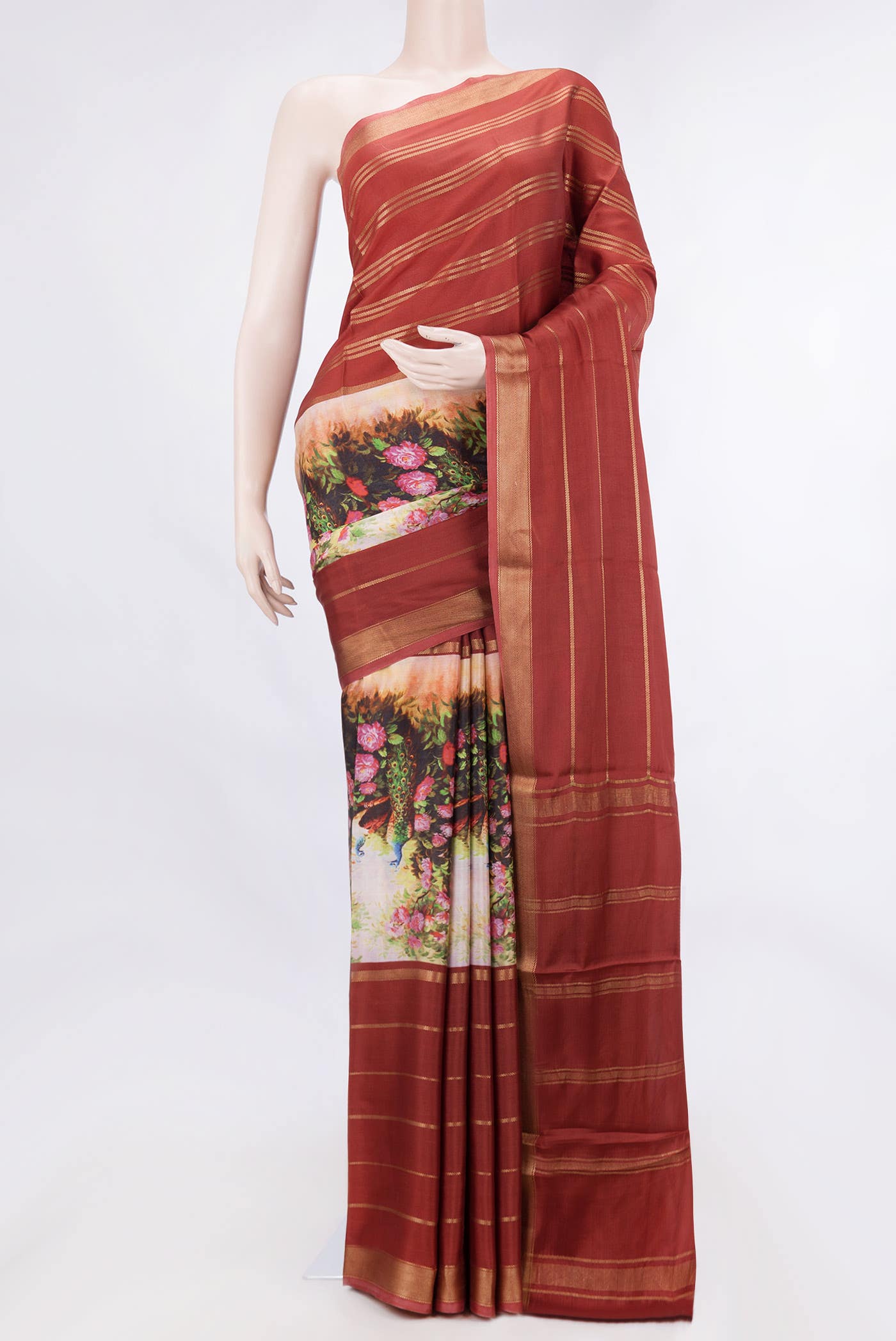 Maroon Dual Tone Mysore Crepe Saree
