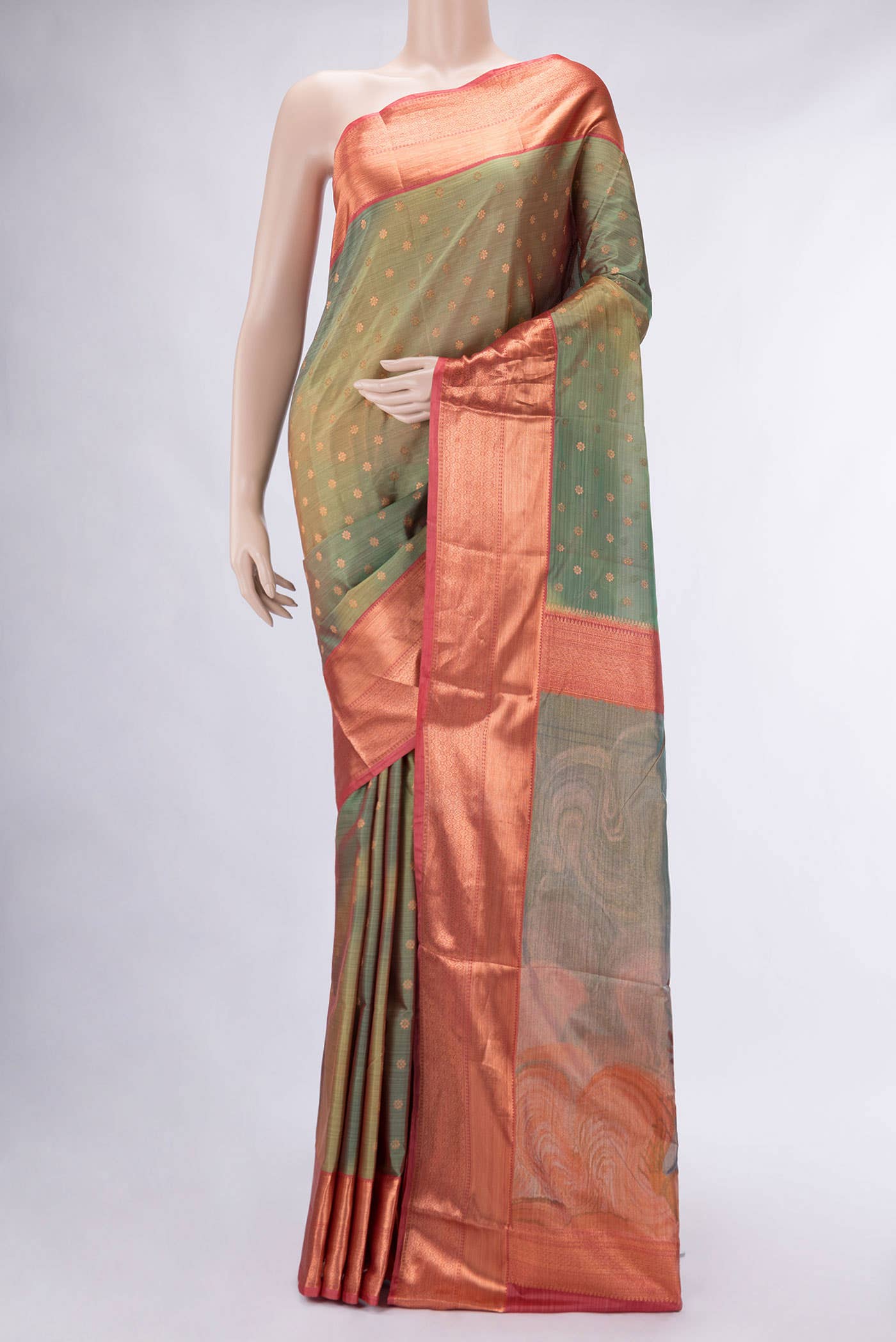 Green Dual Tone Blended Soft Silk Saree