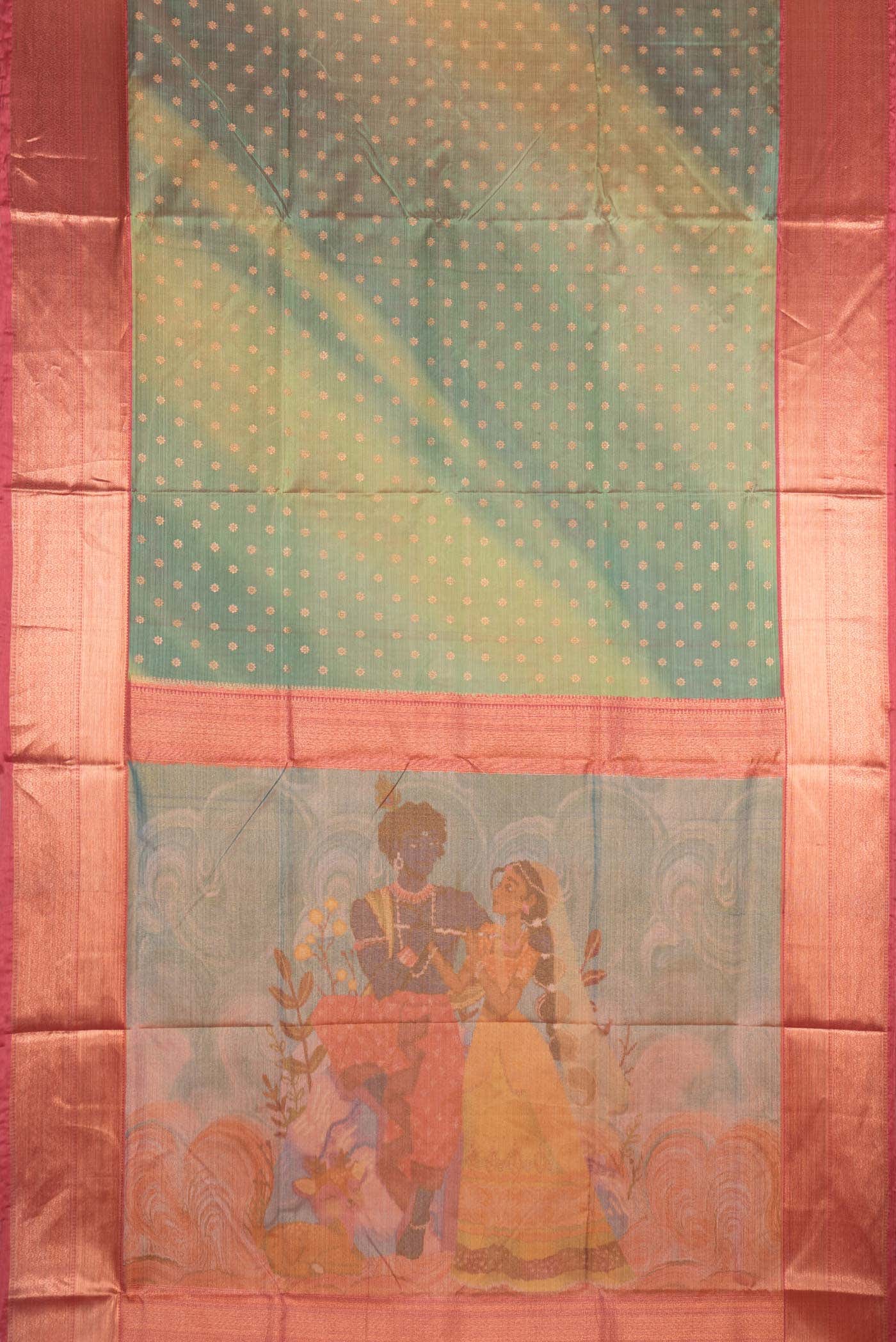 Green Dual Tone Blended Soft Silk Saree
