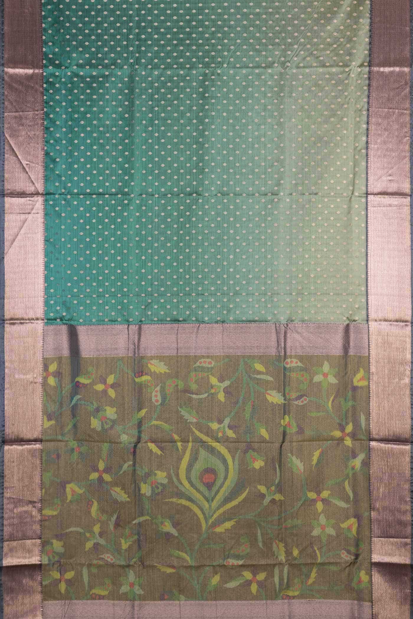 Green Dual Tone Blended Soft Silk Saree