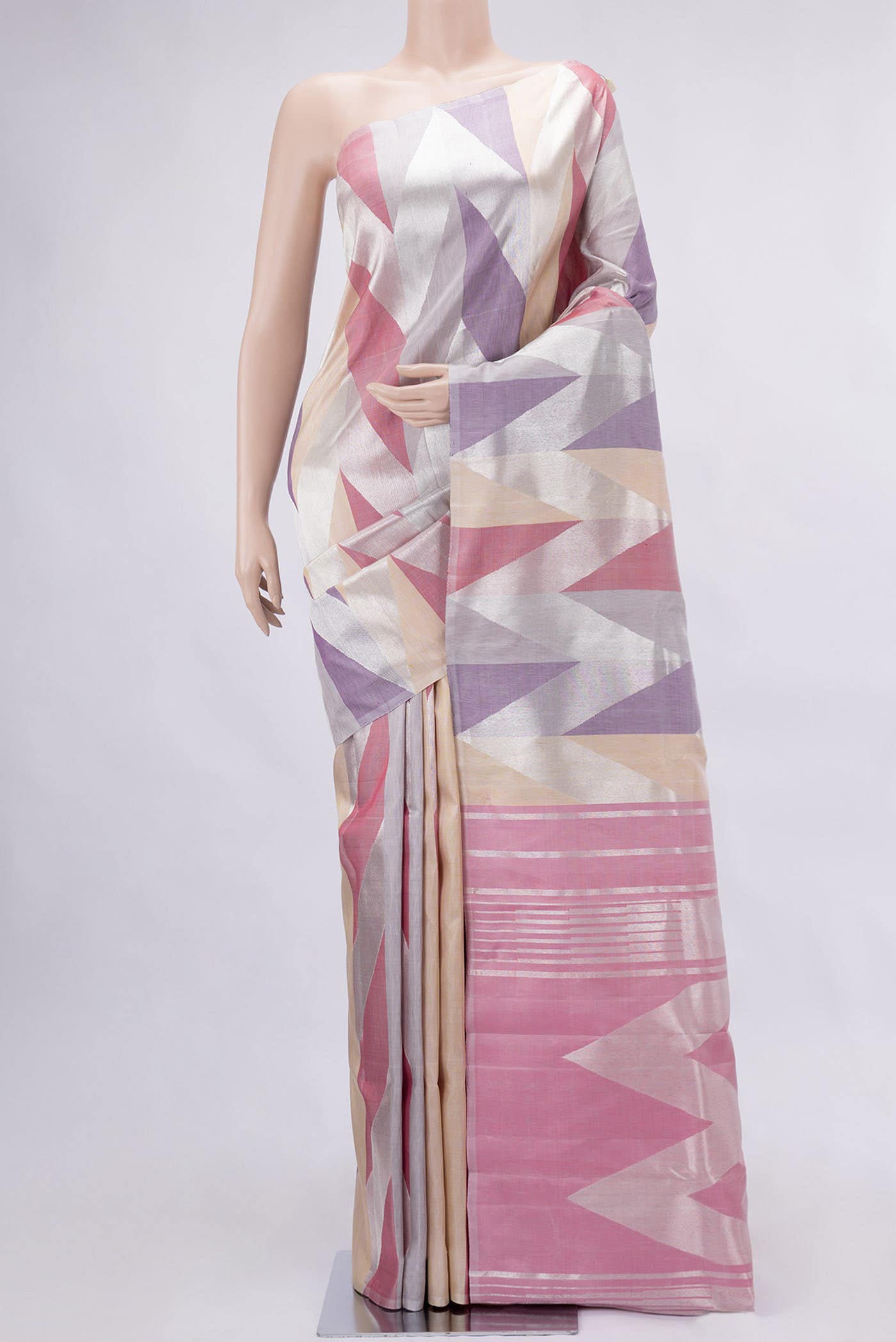 Pure Silk Pure Zari Sandal Lavender and Grey Dual Tone Kanchipuram Saree Lavender and Grey Dual Tone Kanchipuram Saree