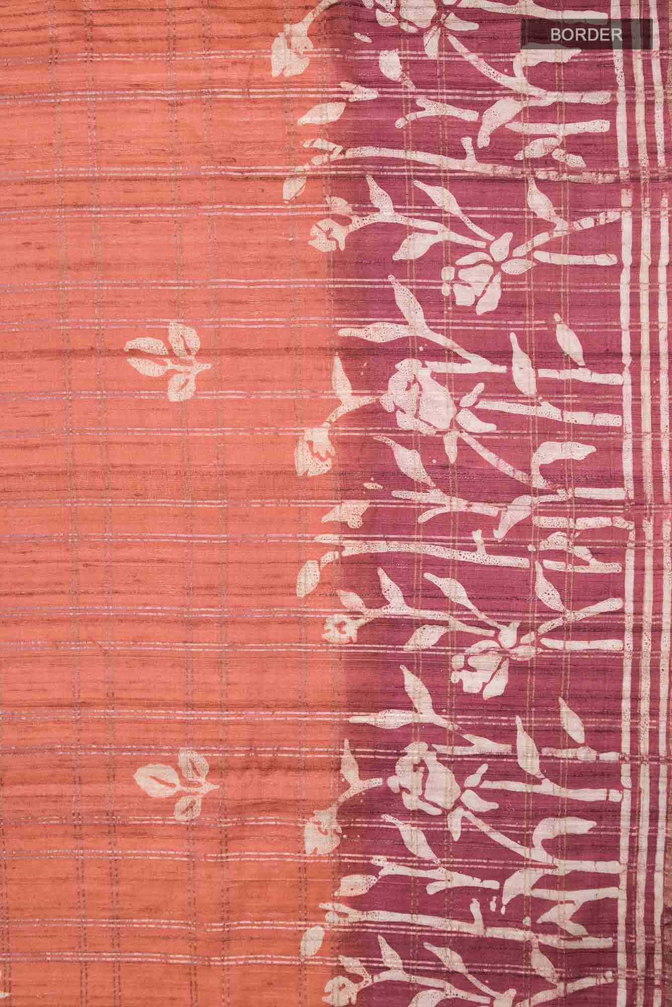 Orange Bhagalpuri Tussar Silk Saree