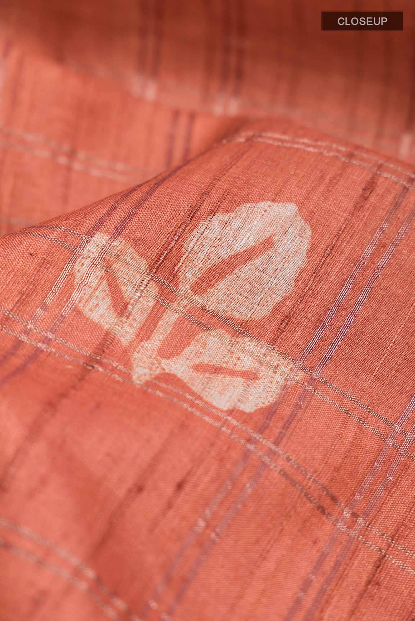 Orange Bhagalpuri Tussar Silk Saree