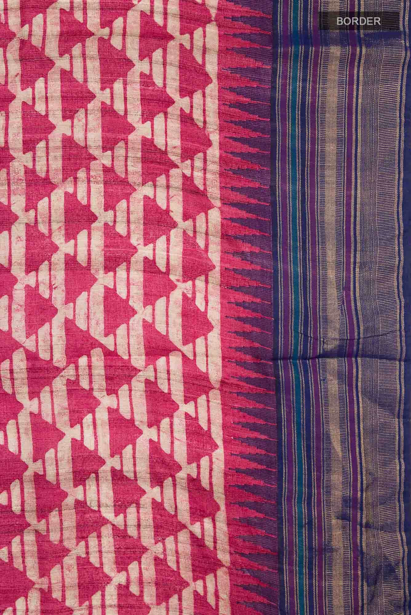 Pink Bhagalpuri Tussar Silk Saree