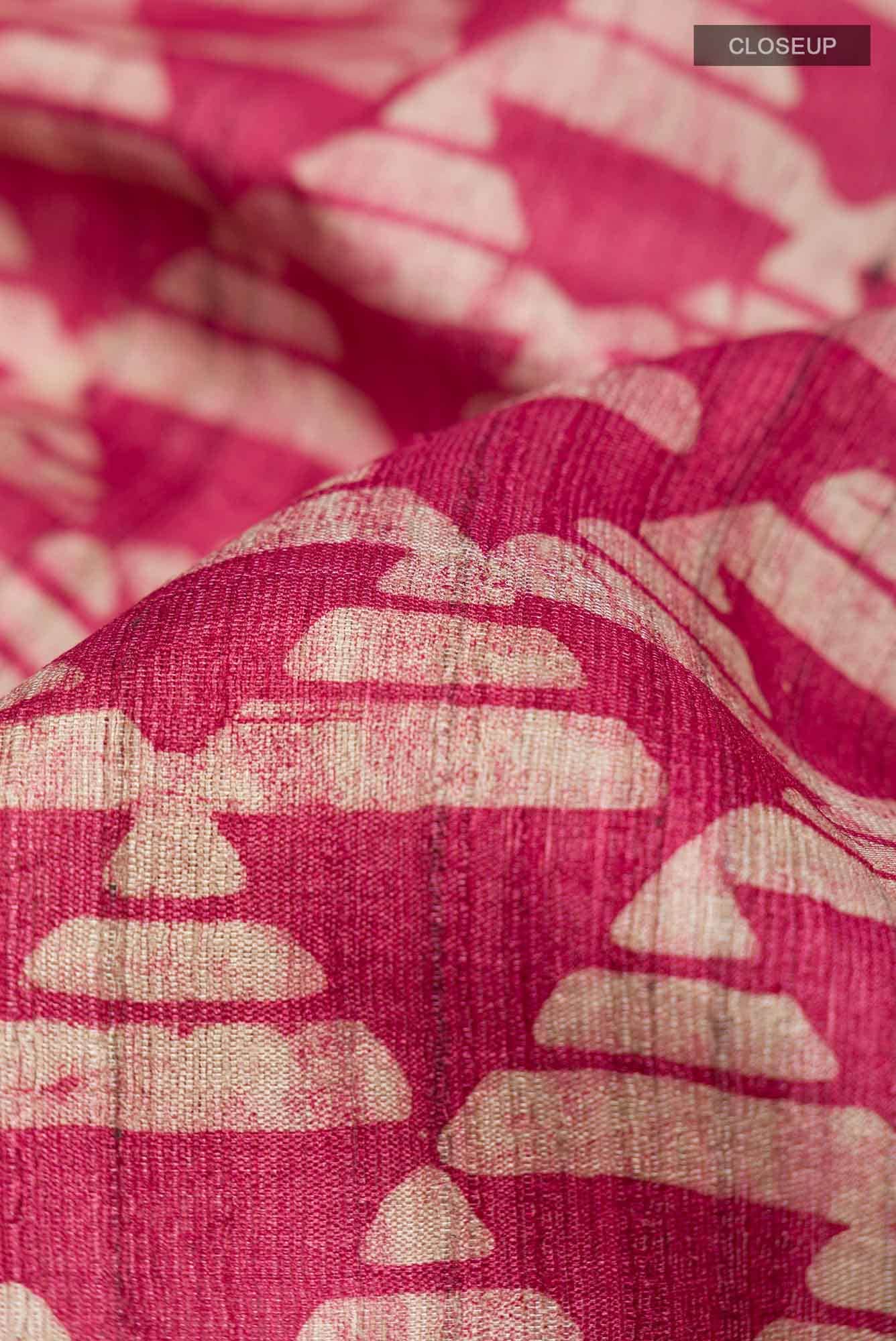 Pink Bhagalpuri Tussar Silk Saree