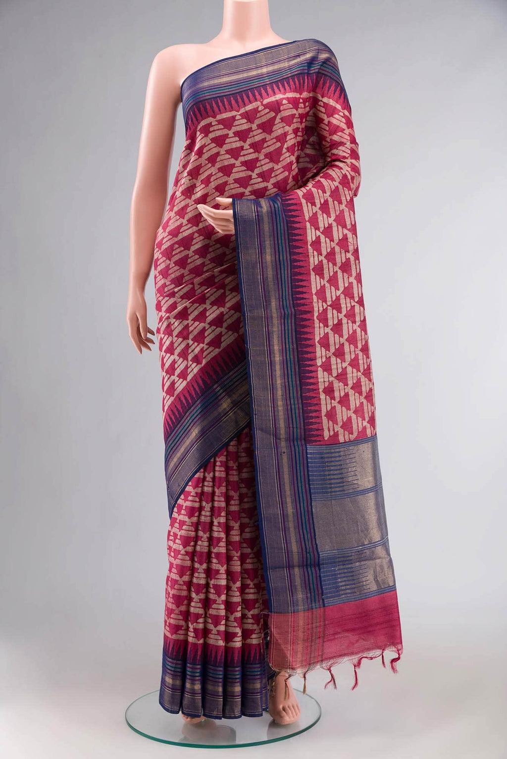 Pink Bhagalpuri Tussar Silk Saree