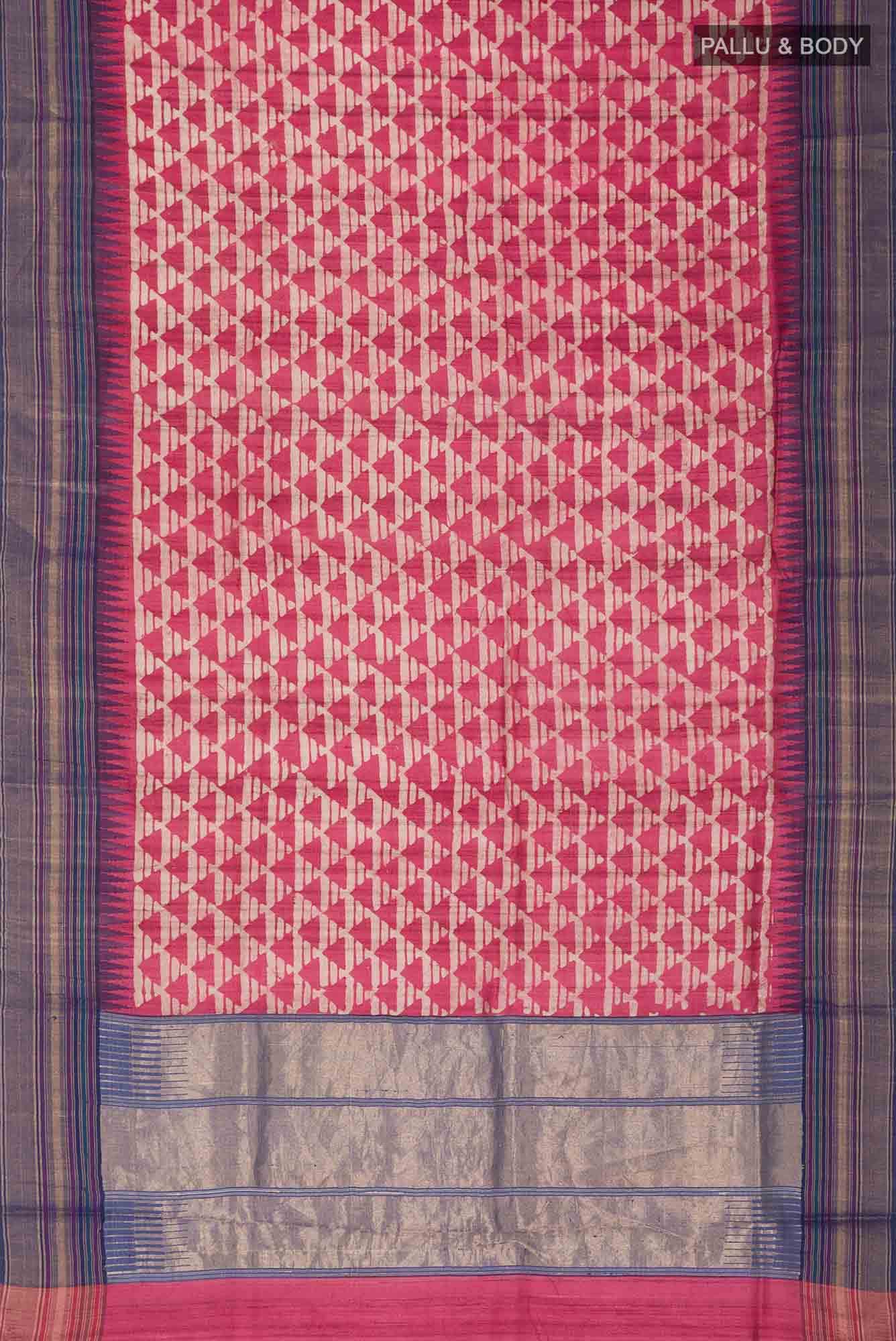 Pink Bhagalpuri Tussar Silk Saree