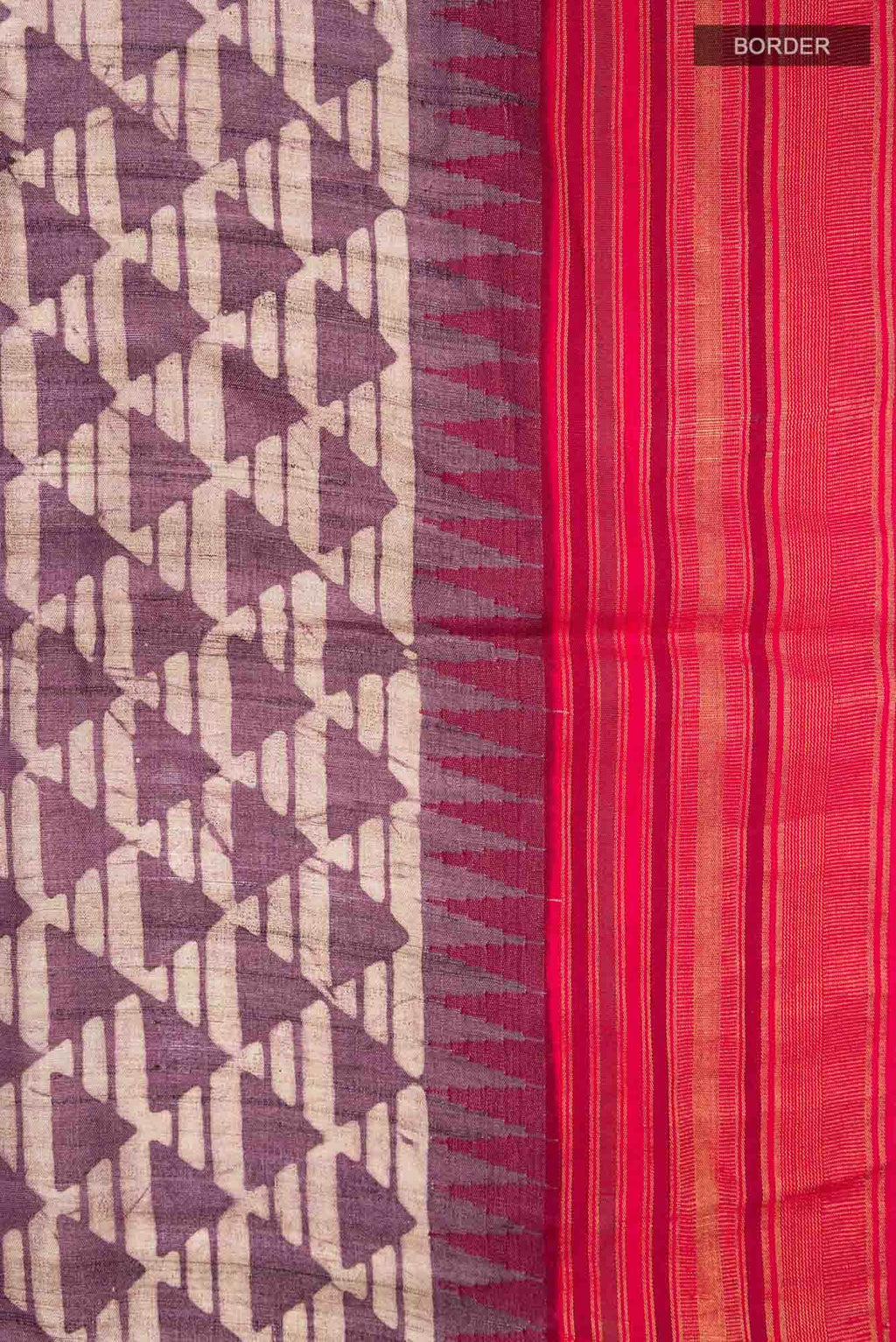Dark Mauve Bhagalpuri Tussar Silk Saree
