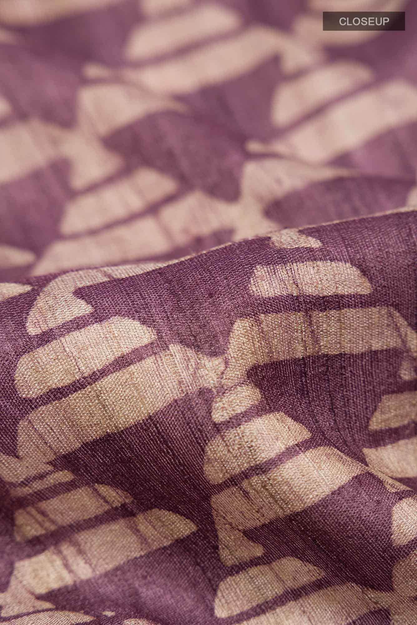 Dark Mauve Bhagalpuri Tussar Silk Saree