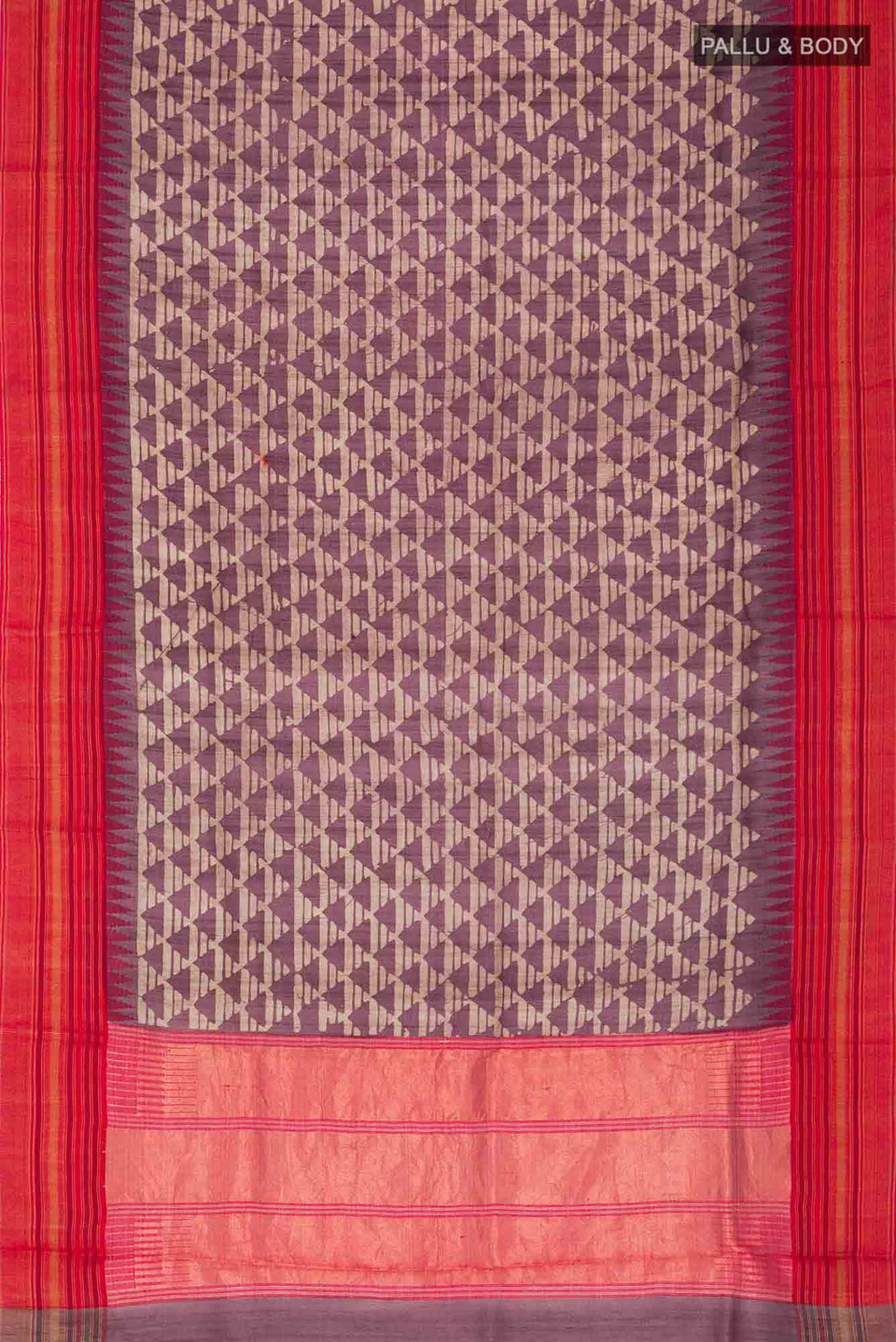 Dark Mauve Bhagalpuri Tussar Silk Saree