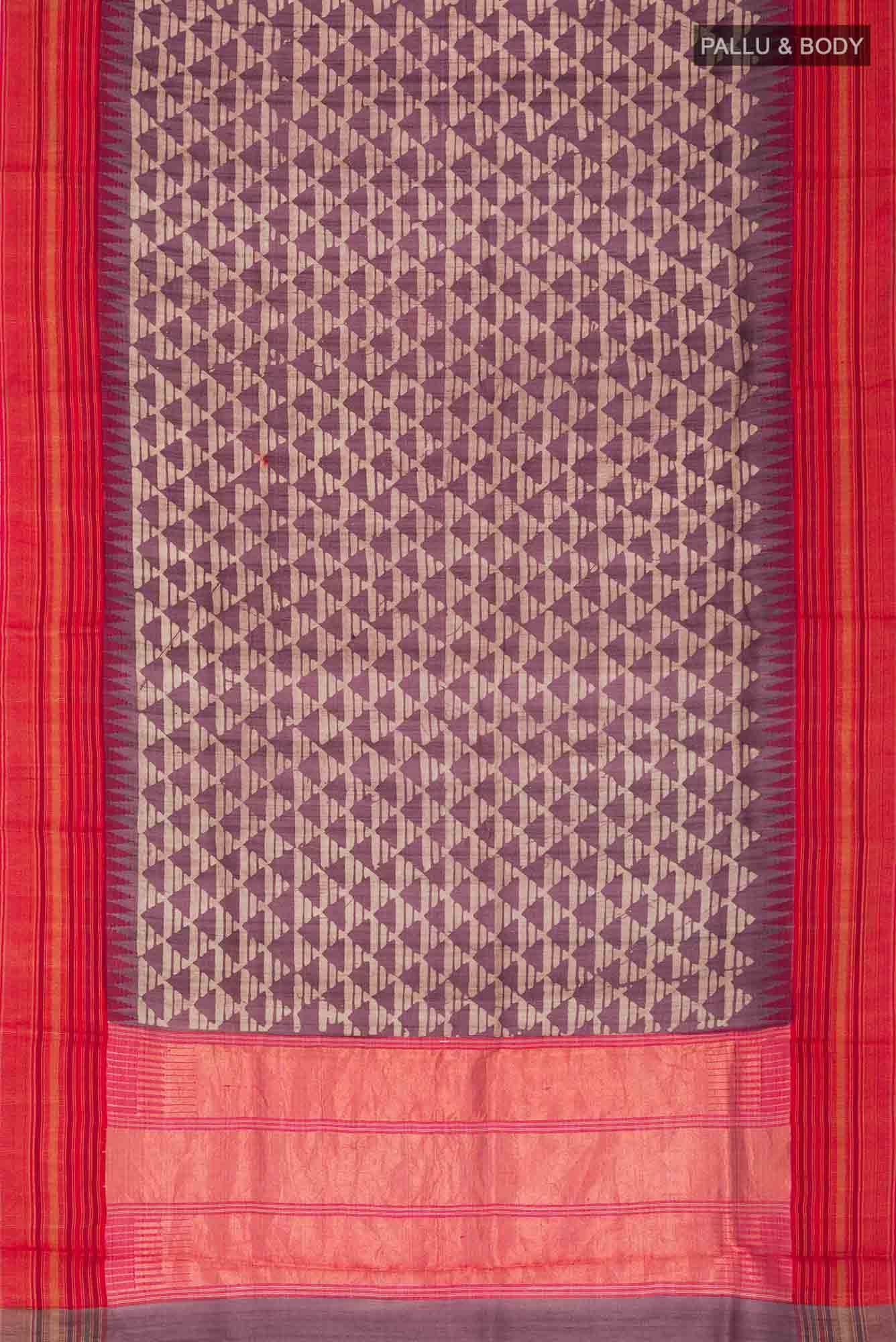 Dark Mauve Bhagalpuri Tussar Silk Saree