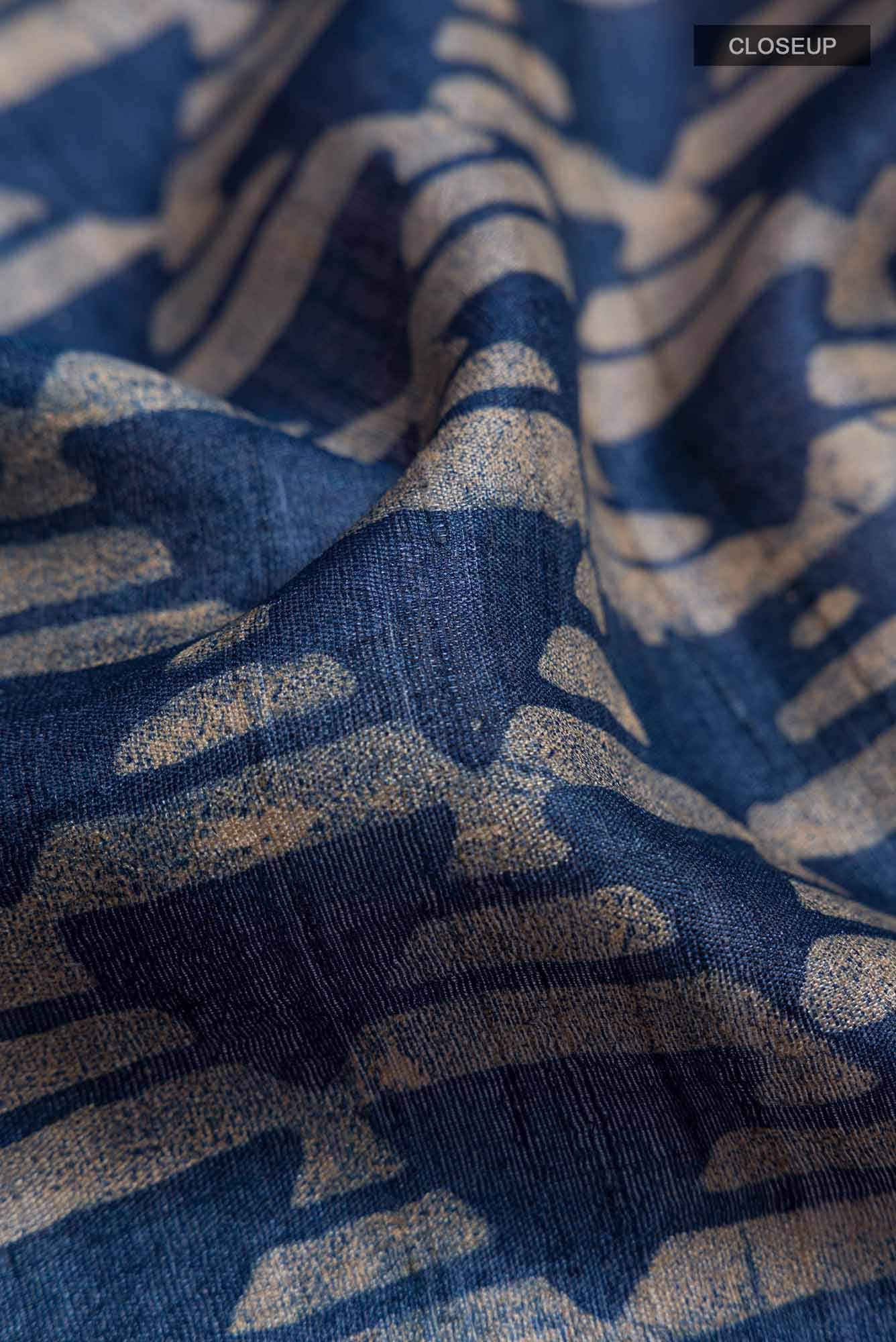 Blue Bhagalpuri Tussar Silk Saree