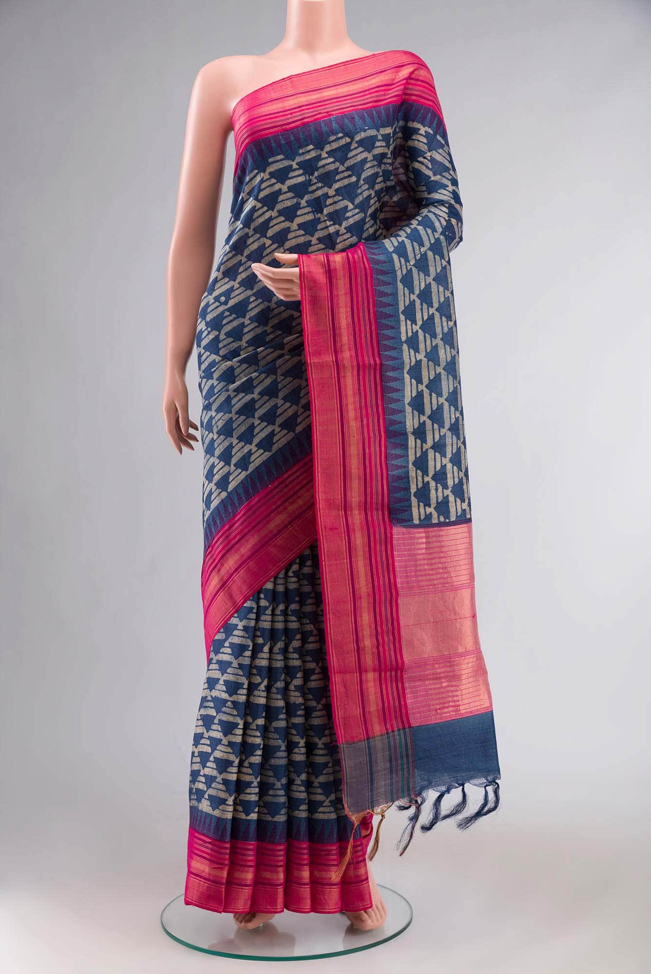 Blue Bhagalpuri Tussar Silk Saree