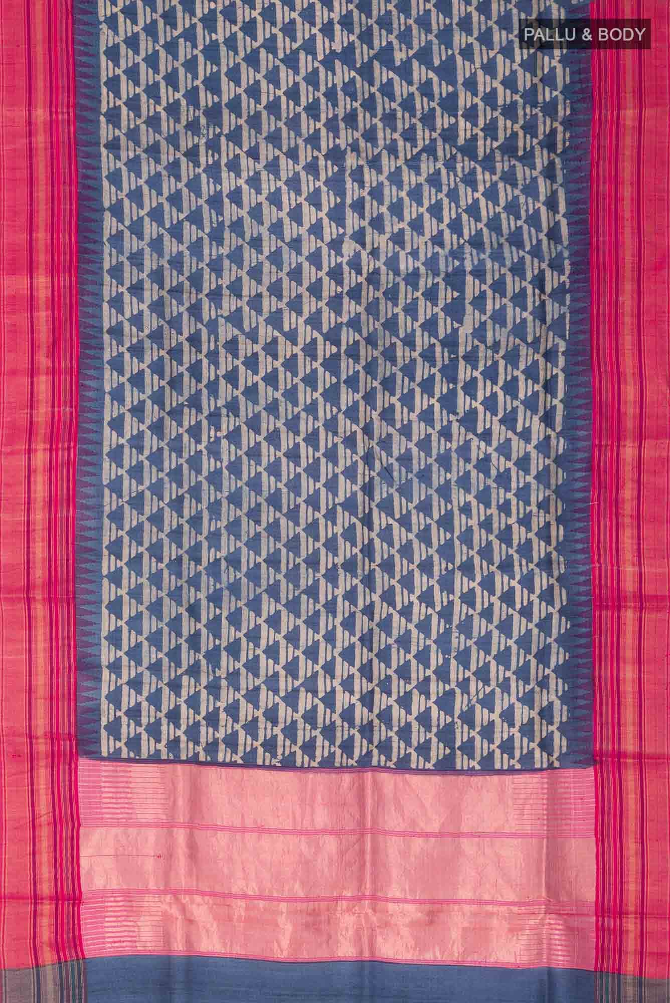 Blue Bhagalpuri Tussar Silk Saree
