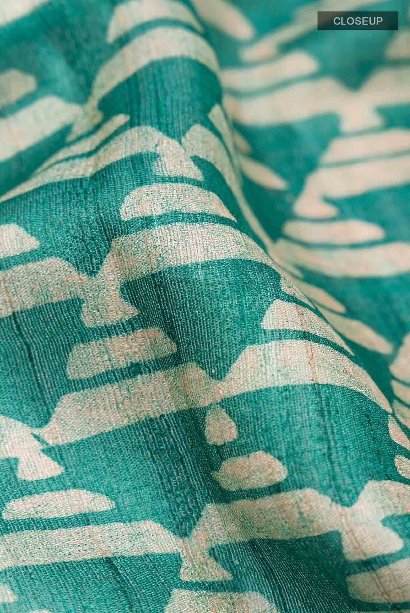 Green Bhagalpuri Tussar Silk Saree