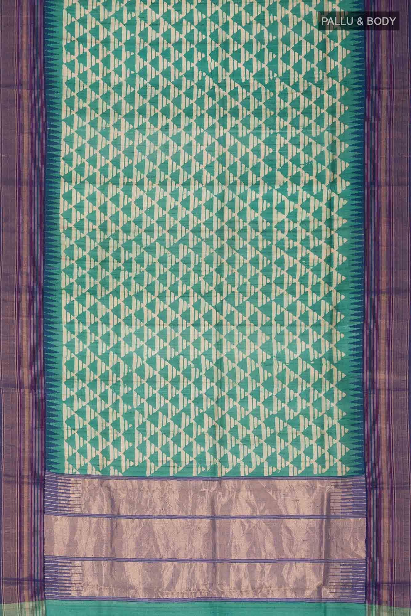 Green Bhagalpuri Tussar Silk Saree