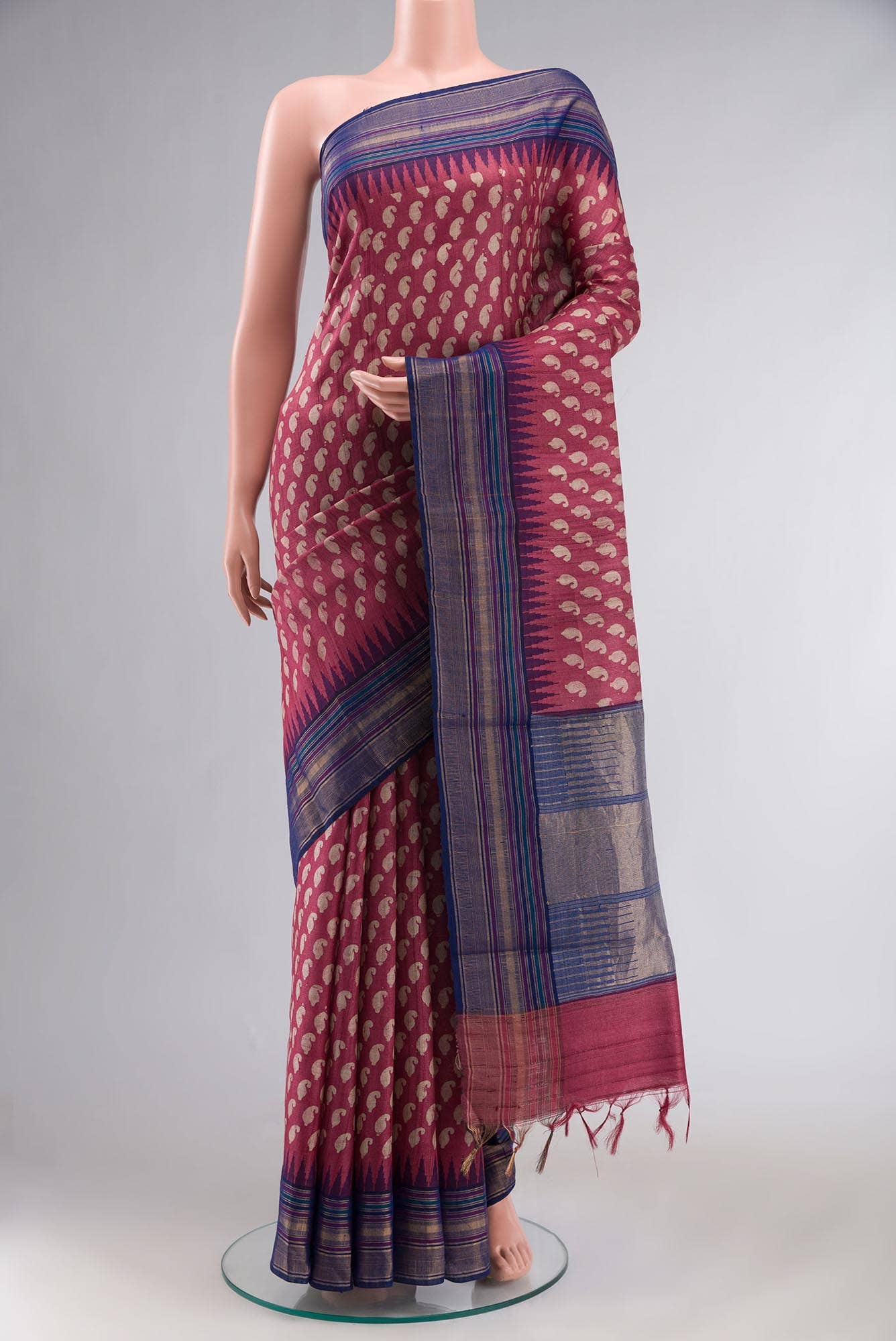 Pink Bhagalpuri Tussar Silk Saree