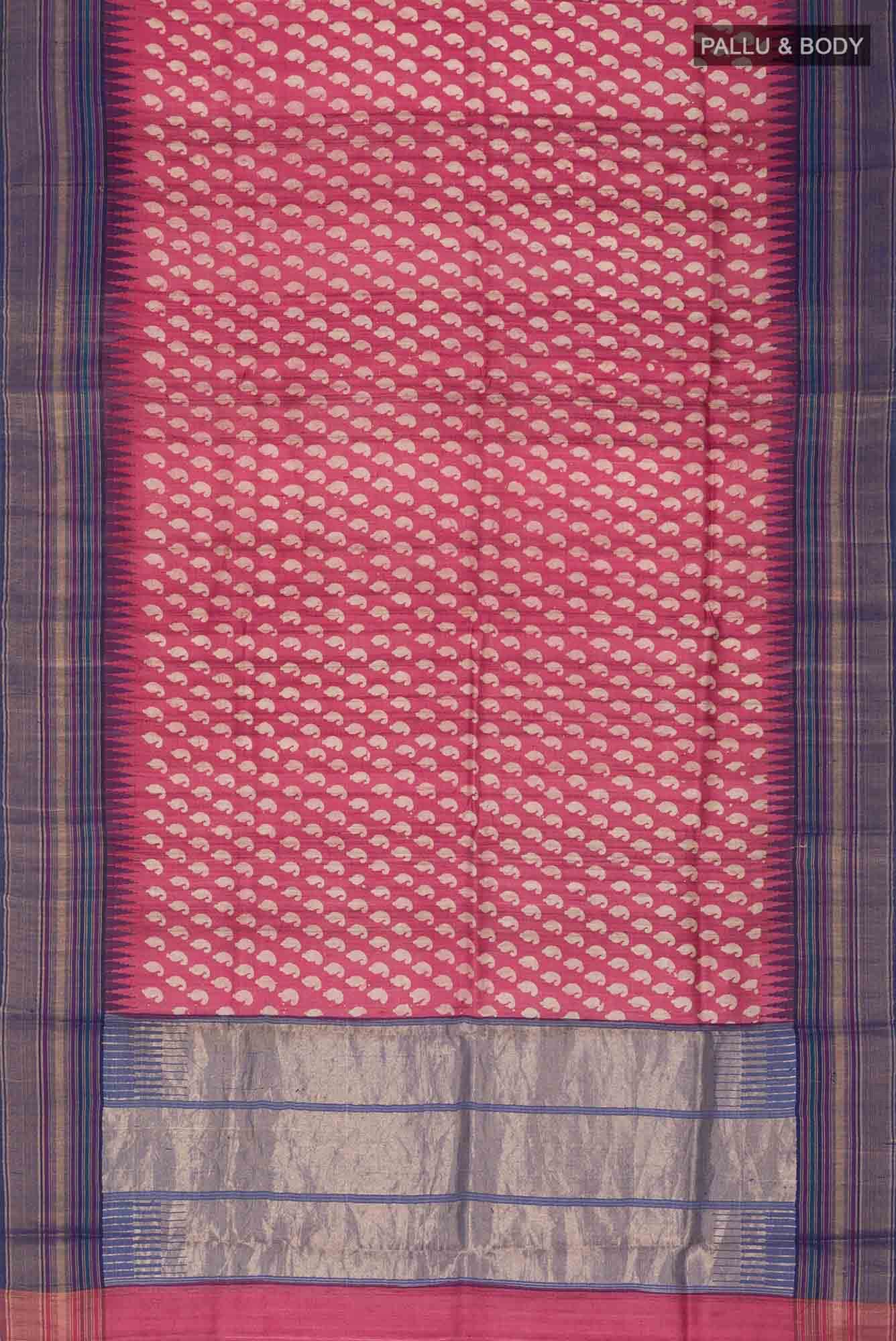 Pink Bhagalpuri Tussar Silk Saree