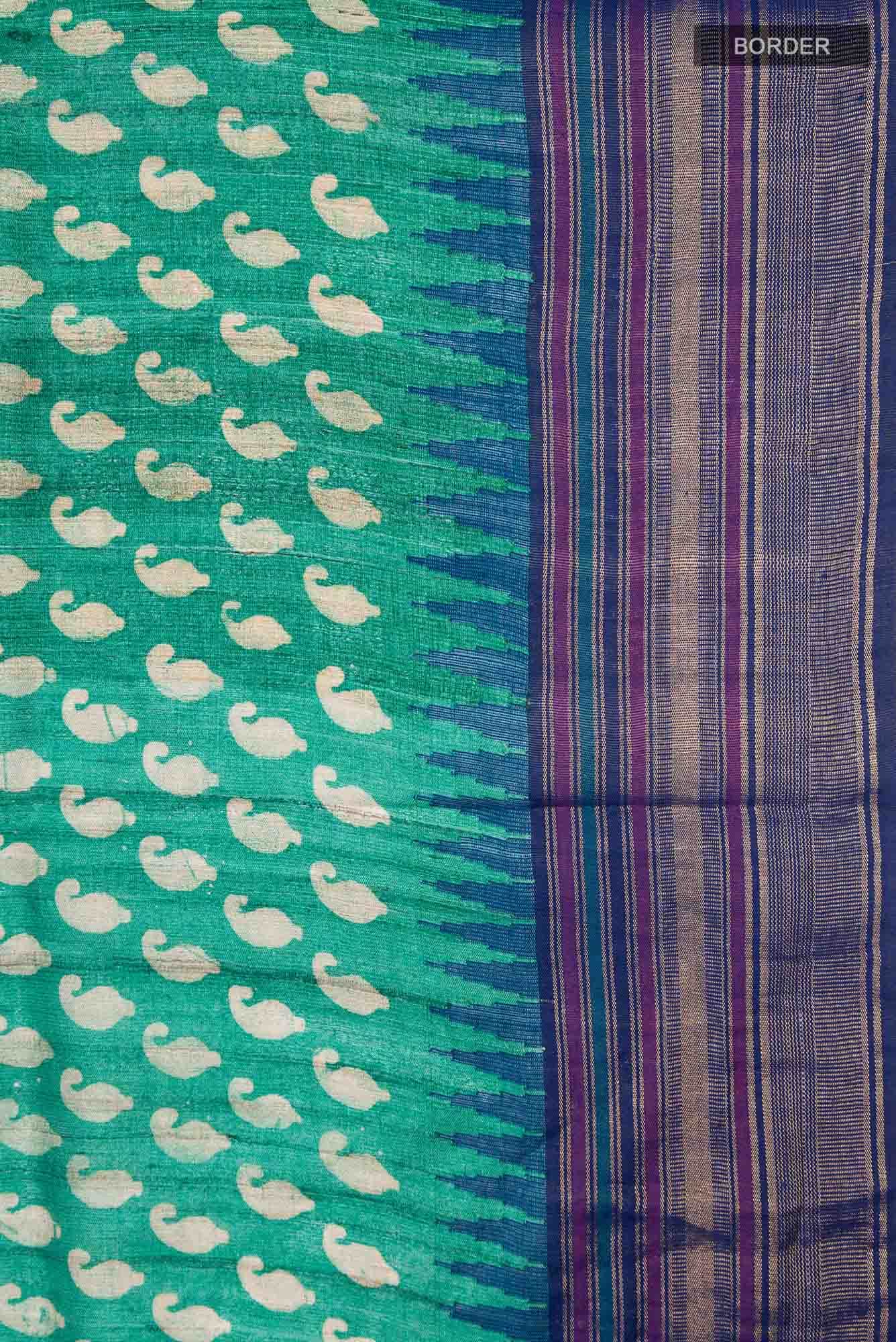 Green Bhagalpuri Tussar Silk Saree