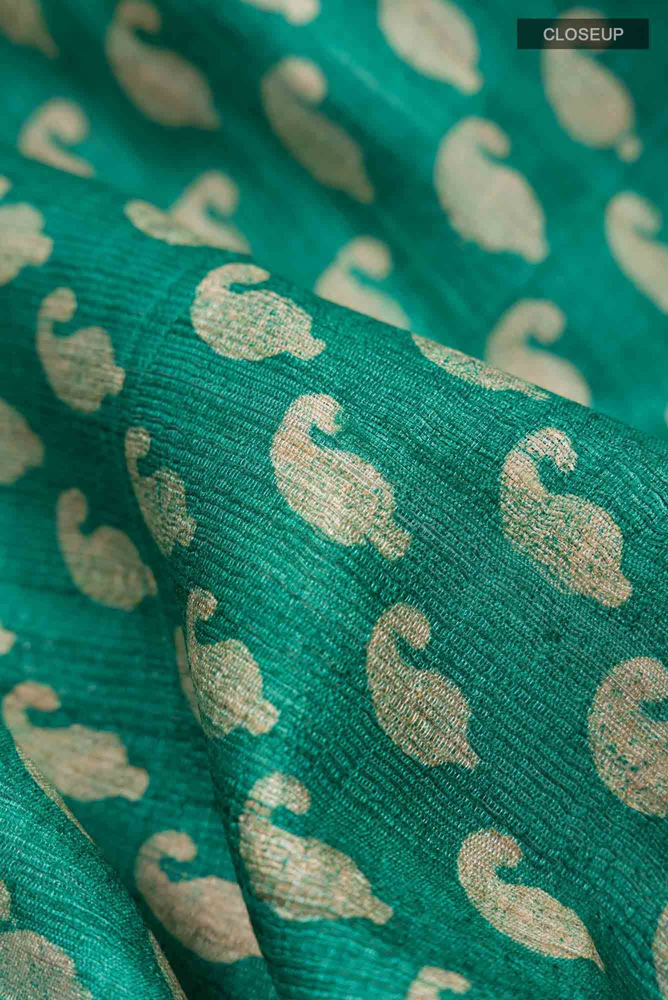 Green Bhagalpuri Tussar Silk Saree