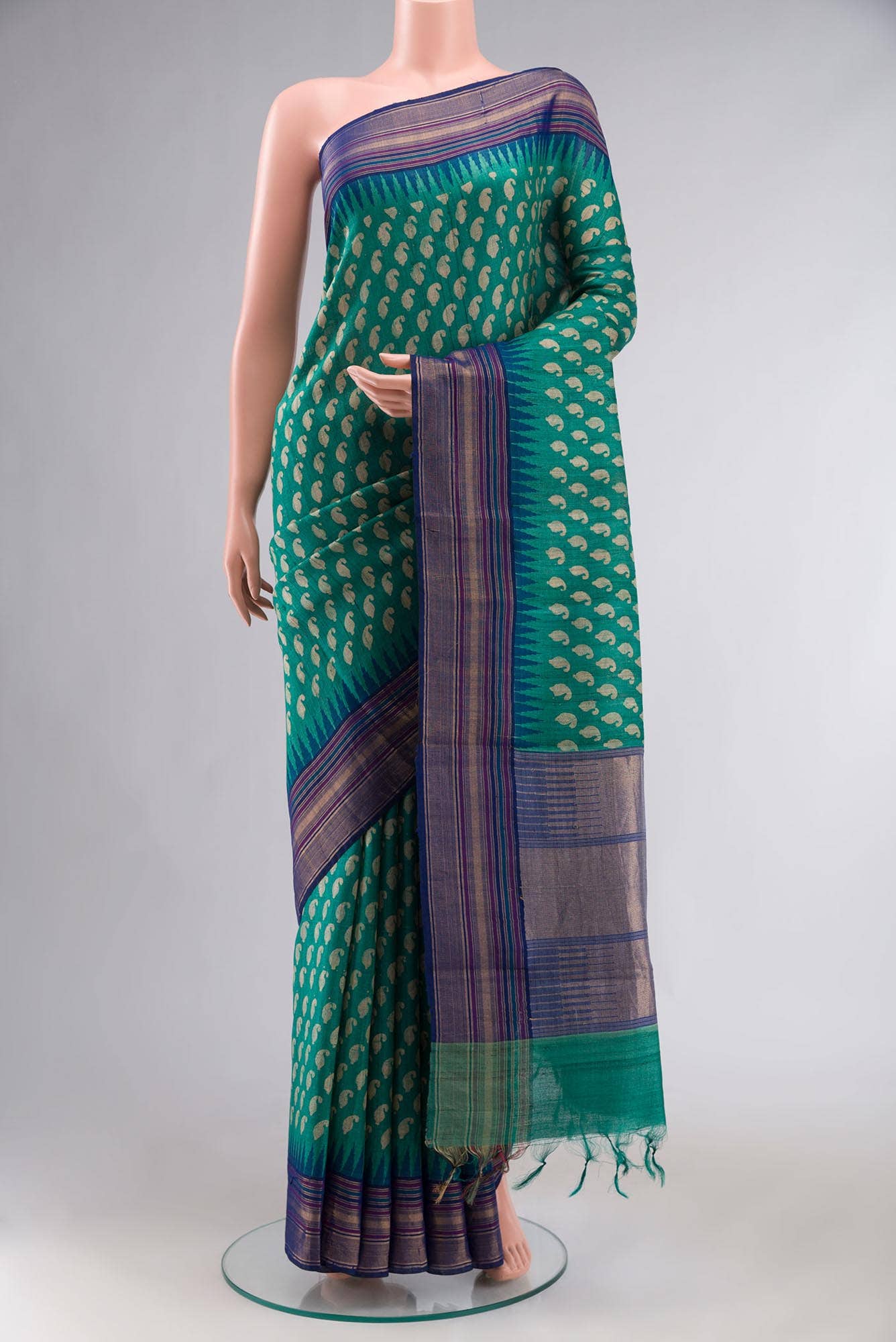 Green Bhagalpuri Tussar Silk Saree