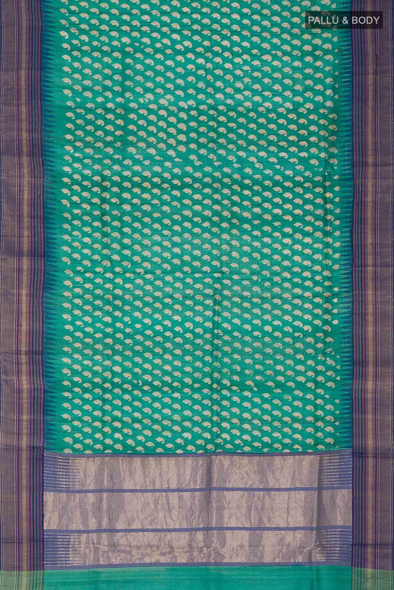 Green Bhagalpuri Tussar Silk Saree