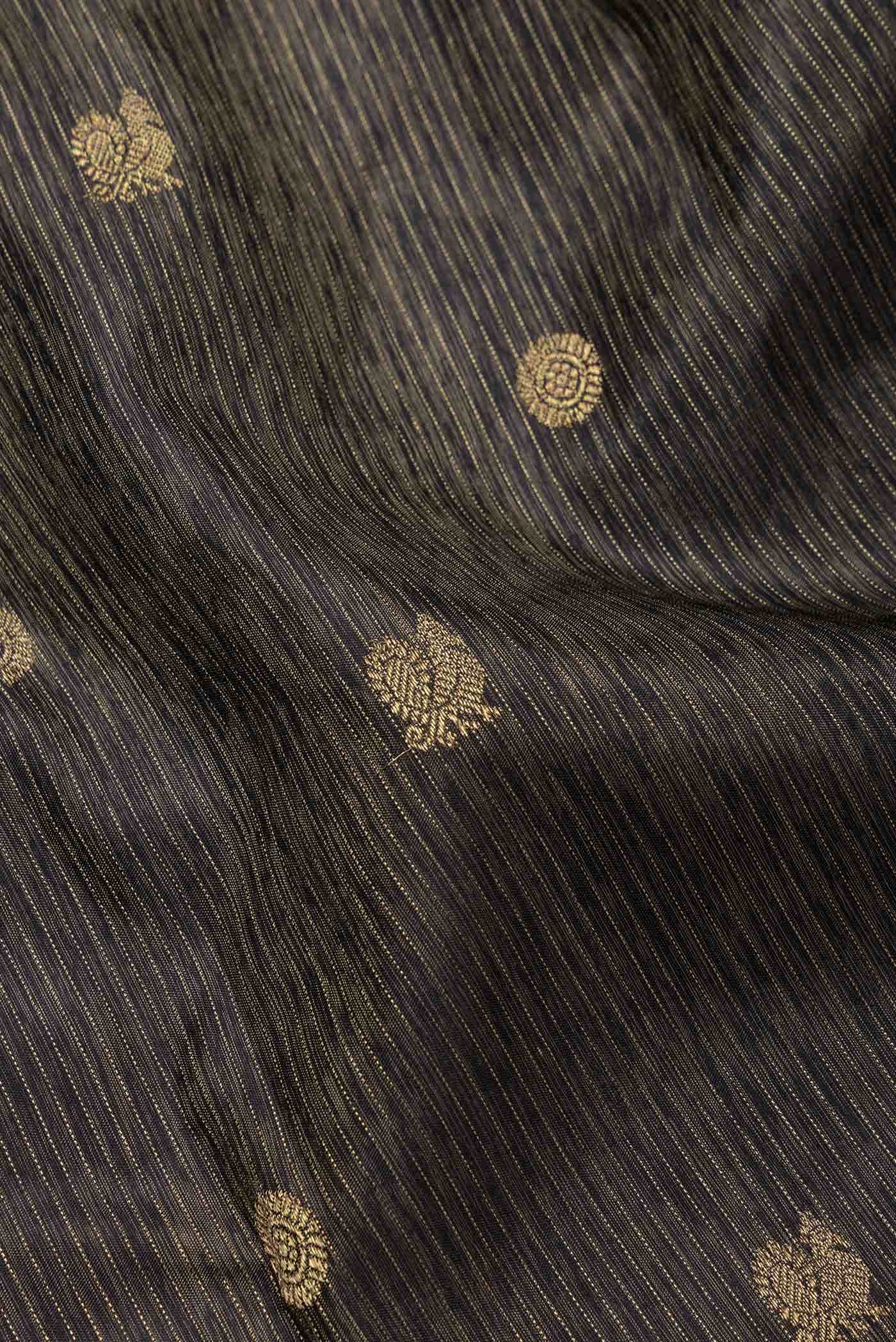 Pure Silk Pure Zari Black Dual Tone Kanchipuram Saree