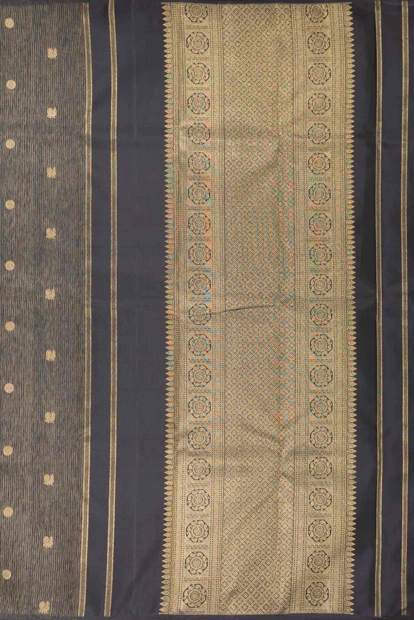 Pure Silk Pure Zari Black Dual Tone Kanchipuram Saree