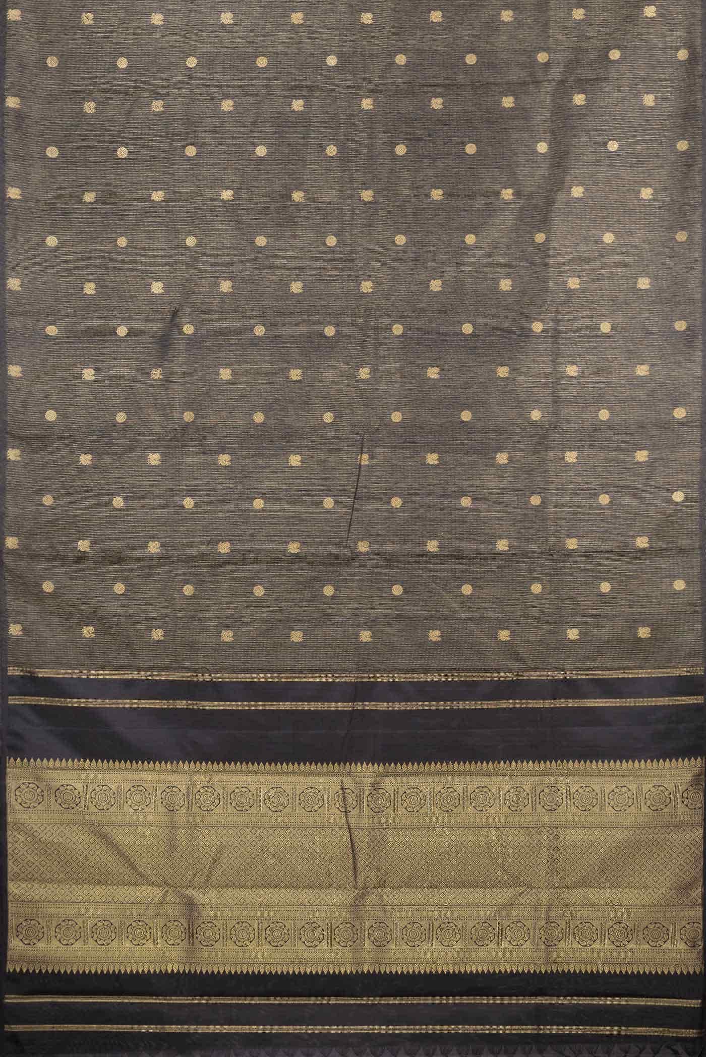 Pure Silk Pure Zari Black Dual Tone Kanchipuram Saree