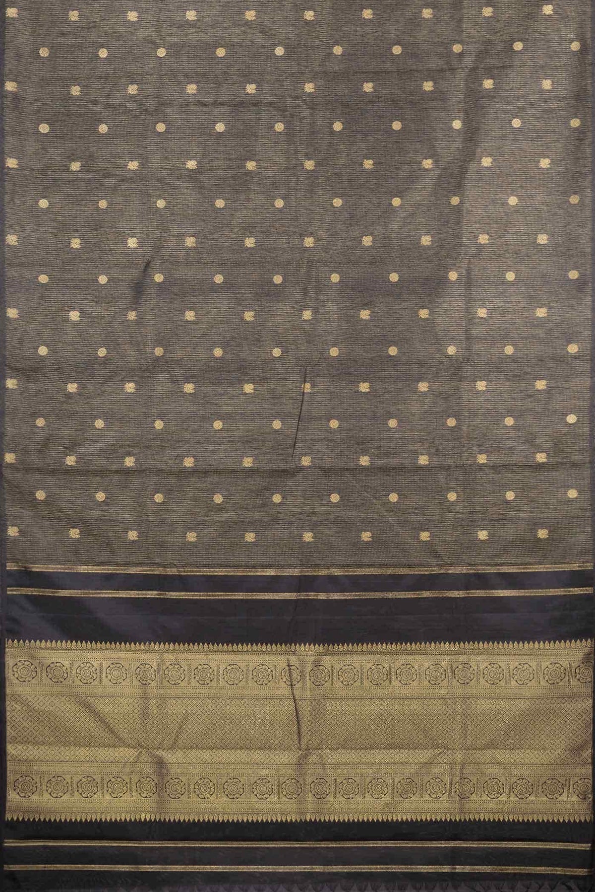 Pure Silk Pure Zari Black Dual Tone Kanchipuram Saree