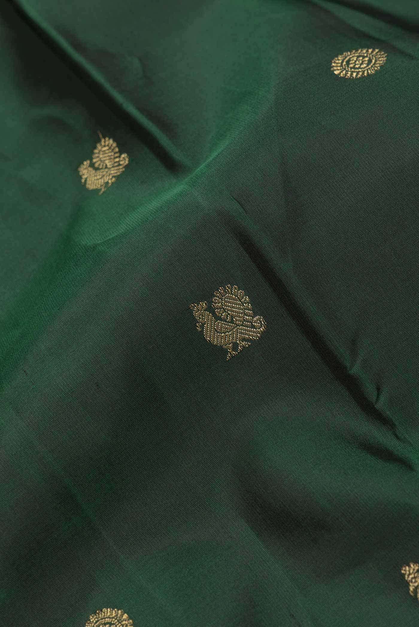 Pure Silk Pure Zari Green Dual Tone Kanchipuram Saree