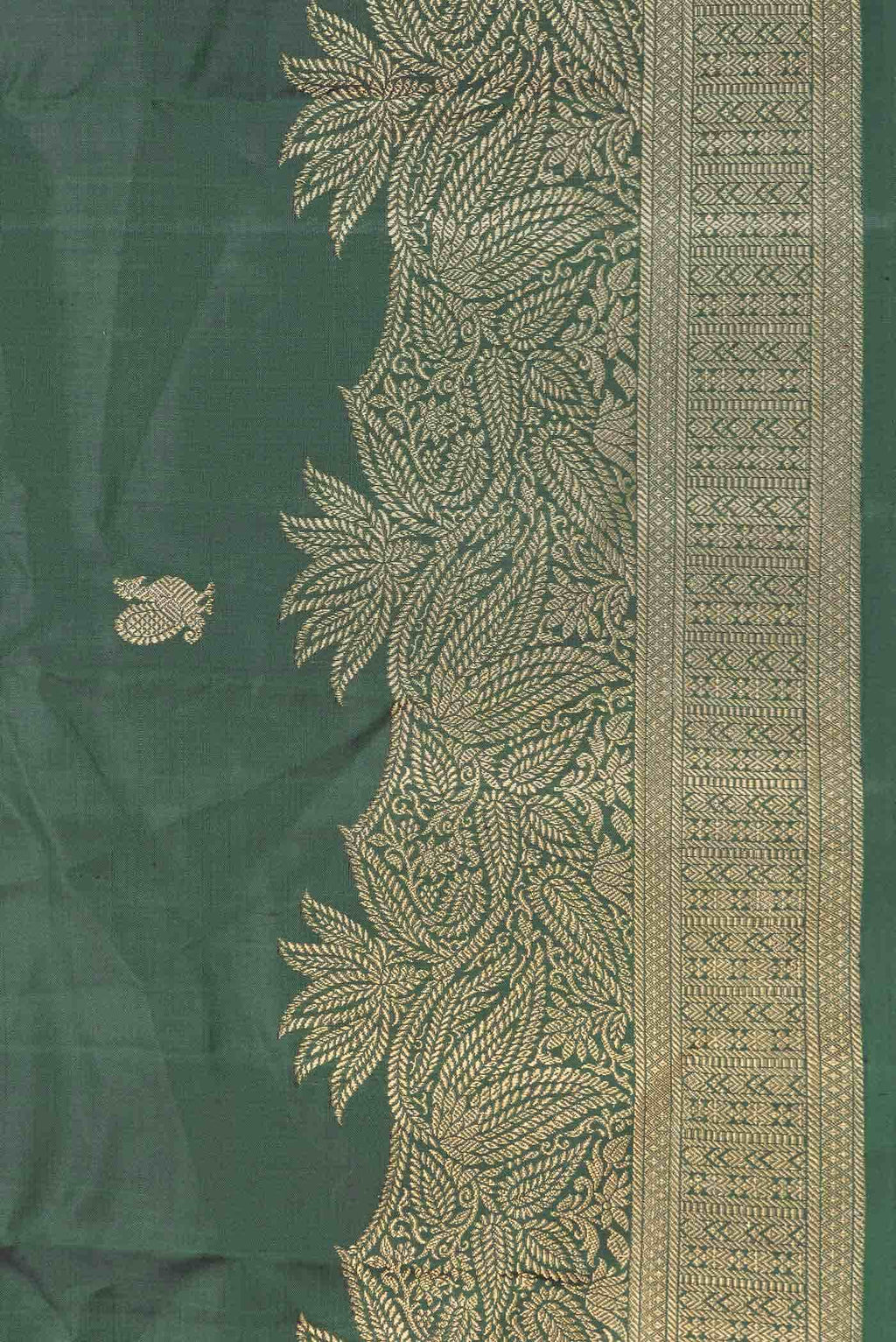 Pure Silk Pure Zari Green Dual Tone Kanchipuram Saree