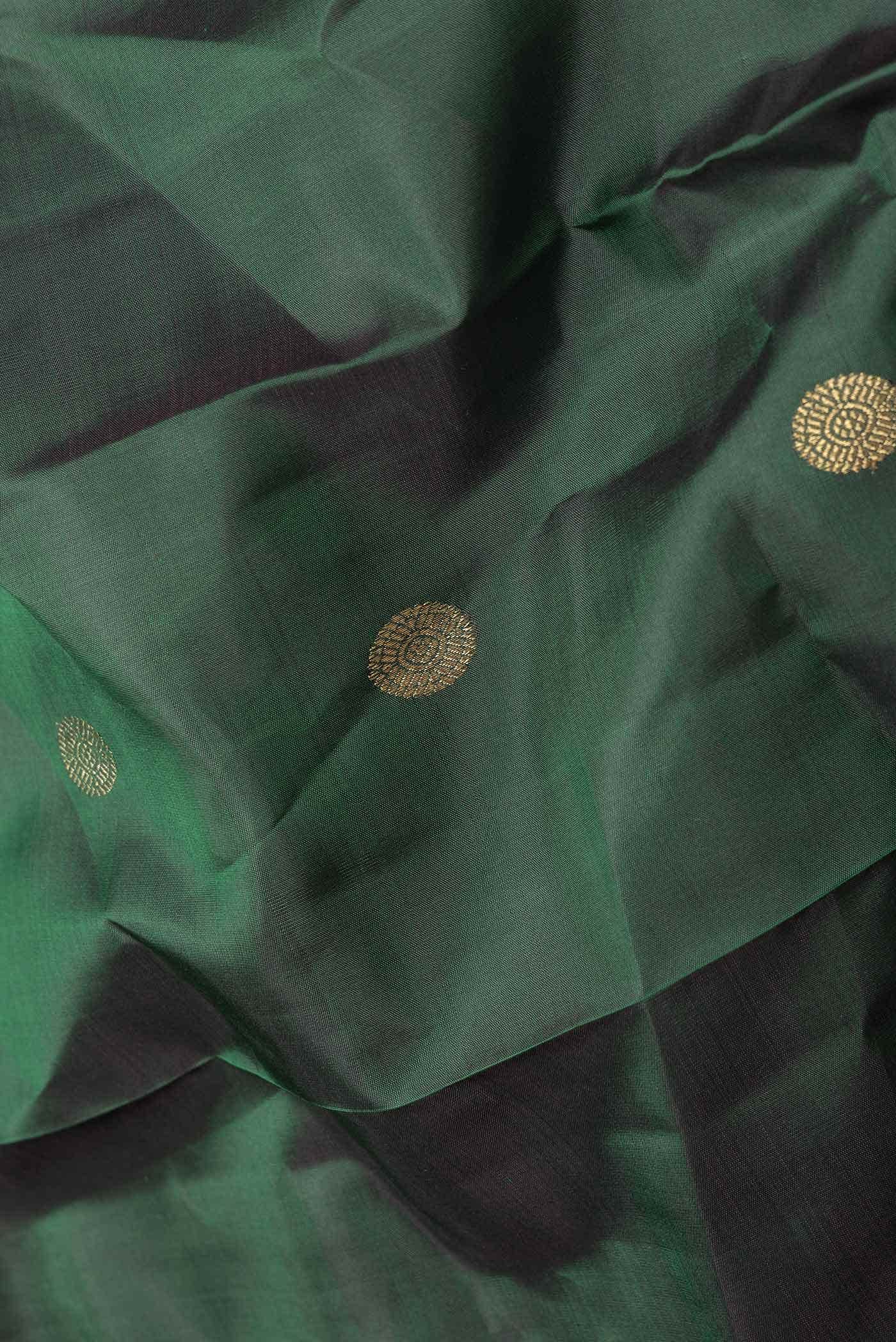 Pure Silk Pure Zari Green Dual Tone Kanchipuram Saree