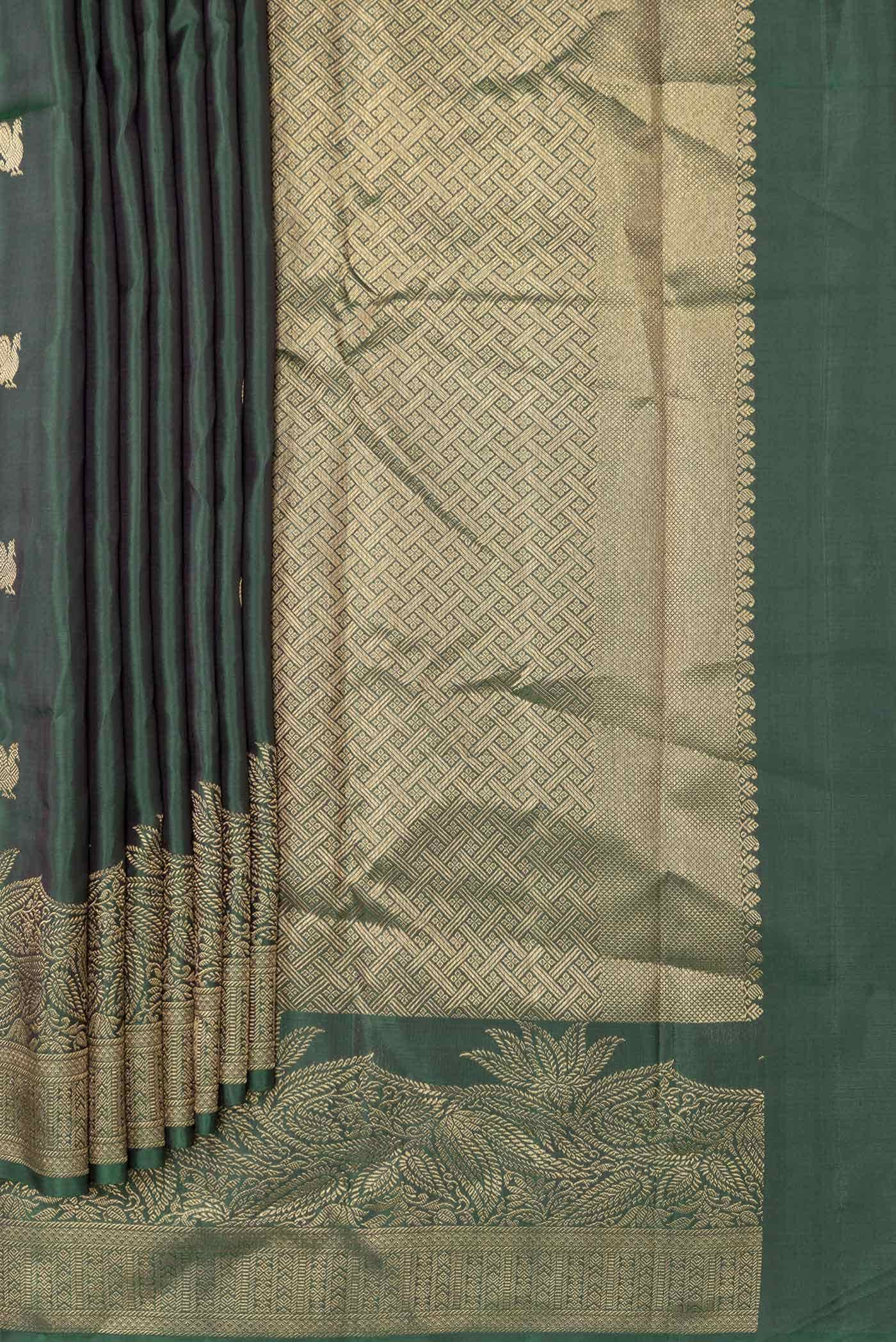 Pure Silk Pure Zari Green Dual Tone Kanchipuram Saree